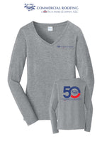 Port & Co™ Women's Long Sleeve Fan Favorite™ V-Neck Tee - Commercial Roofing