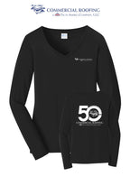 Port & Co™ Women's Long Sleeve Fan Favorite™ V-Neck Tee - Commercial Roofing