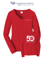 Port & Co™ Women's Long Sleeve Fan Favorite™ V-Neck Tee - Commercial Roofing