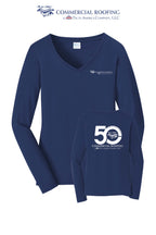 Port & Co™ Women's Long Sleeve Fan Favorite™ V-Neck Tee - Commercial Roofing