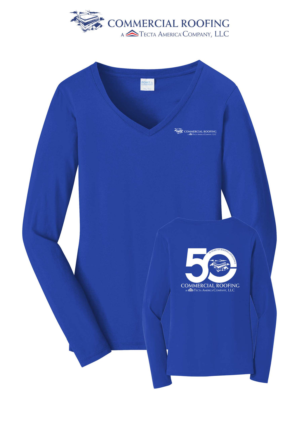 Port & Co™ Women's Long Sleeve Fan Favorite™ V-Neck Tee - Commercial Roofing