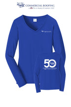 Port & Co™ Women's Long Sleeve Fan Favorite™ V-Neck Tee - Commercial Roofing