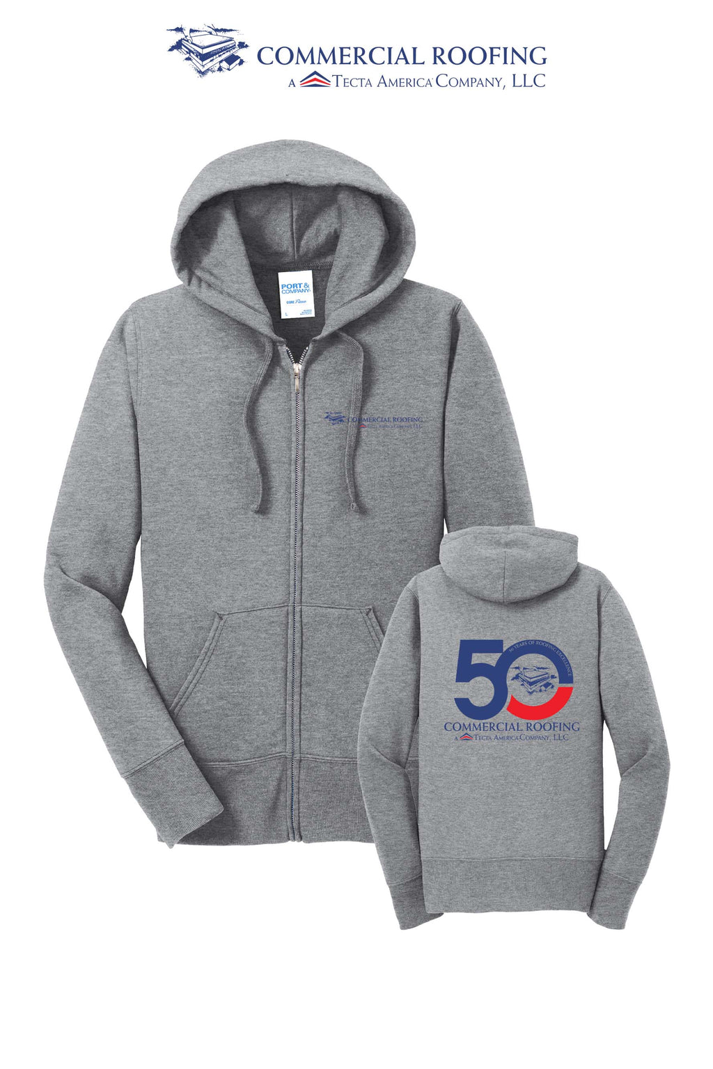 Port & Co™ Women's Core Fleece Full-Zip Hooded Sweatshirt - Commercial Roofing