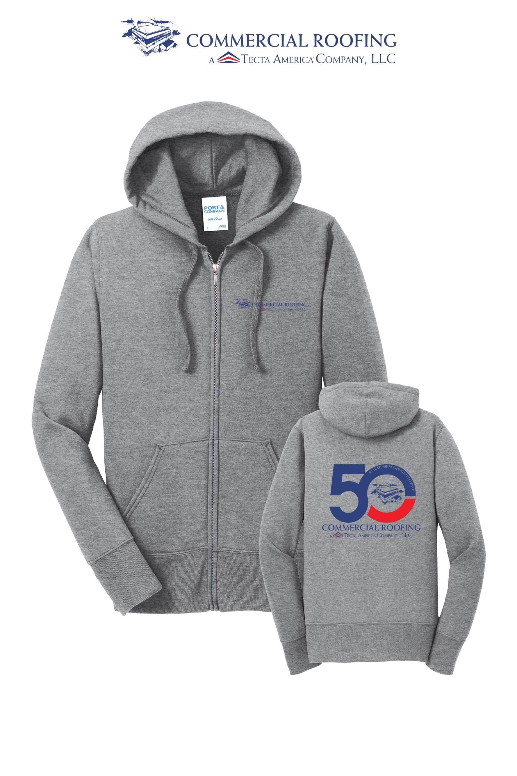 Port & Co™ Women's Core Fleece Full-Zip Hooded Sweatshirt - Commercial Roofing