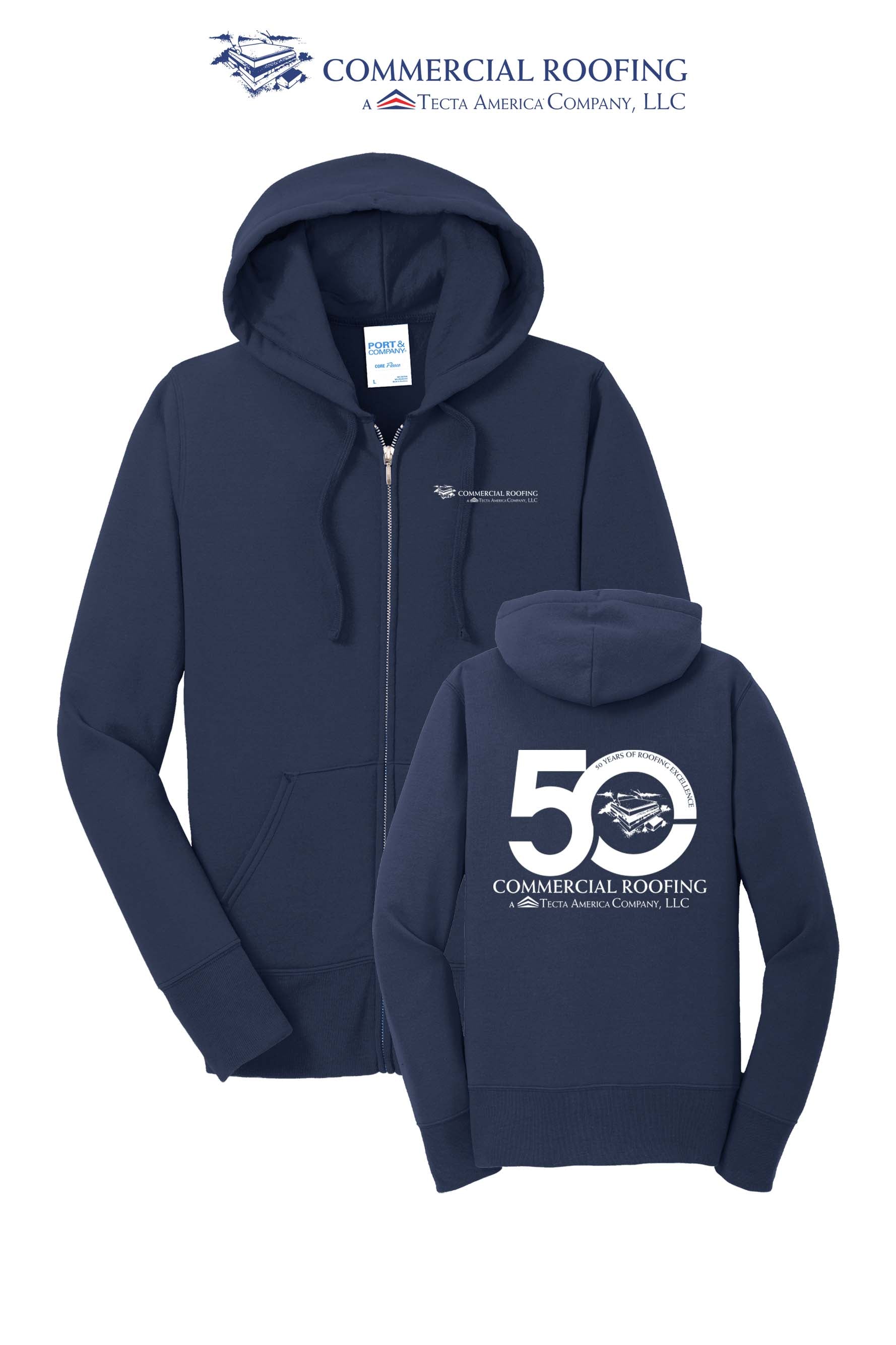 Port & Co™ Women's Core Fleece Full-Zip Hooded Sweatshirt - Commercial Roofing
