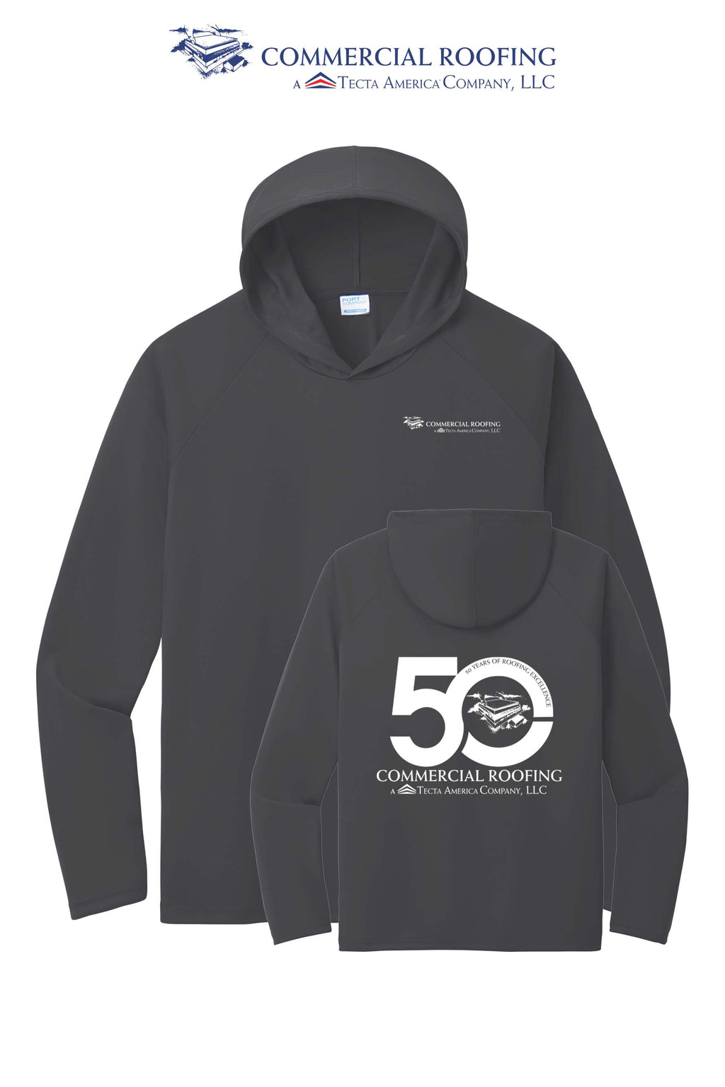 Port & Co™ Performance Pullover Hooded UPF50 Tee - Commercial Roofing