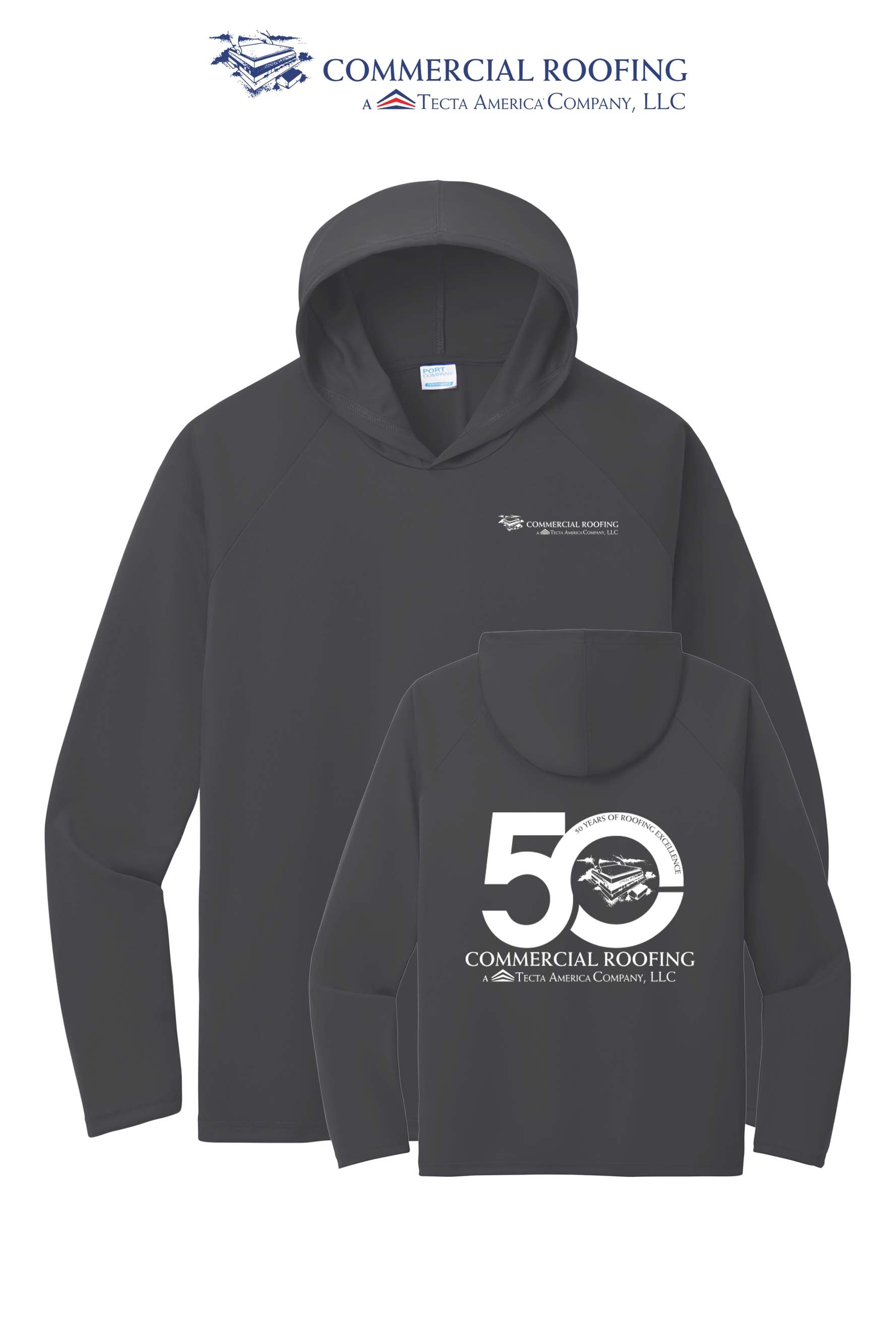 Port & Co™ Performance Pullover Hooded UPF50 Tee - Commercial Roofing