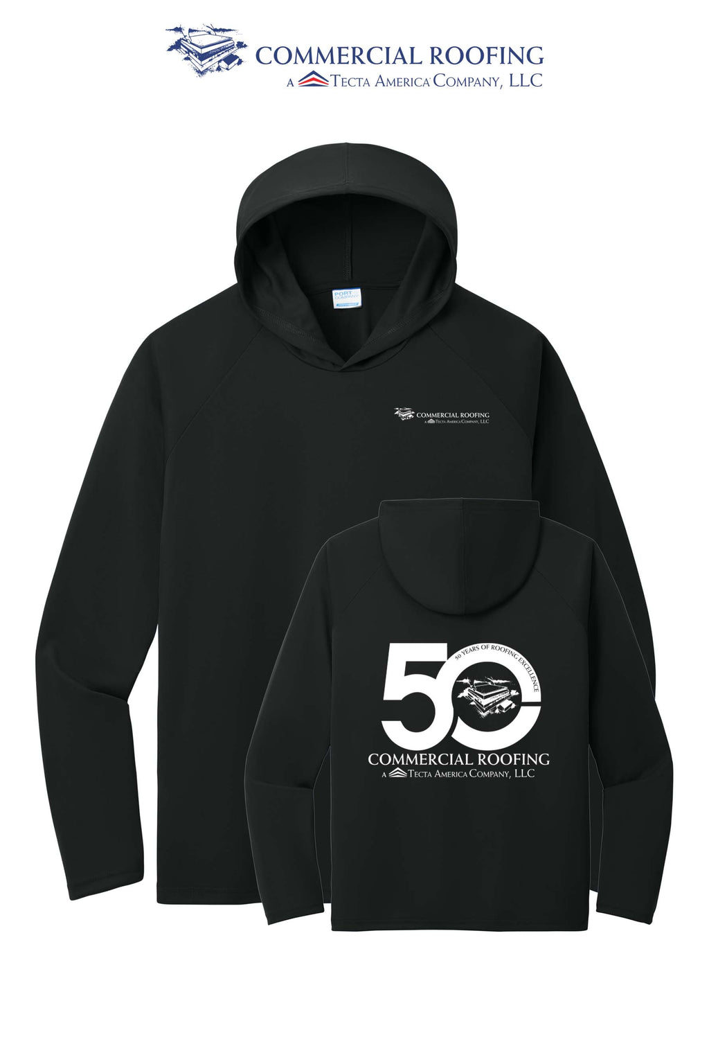 Port & Co™ Performance Pullover Hooded UPF50 Tee - Commercial Roofing