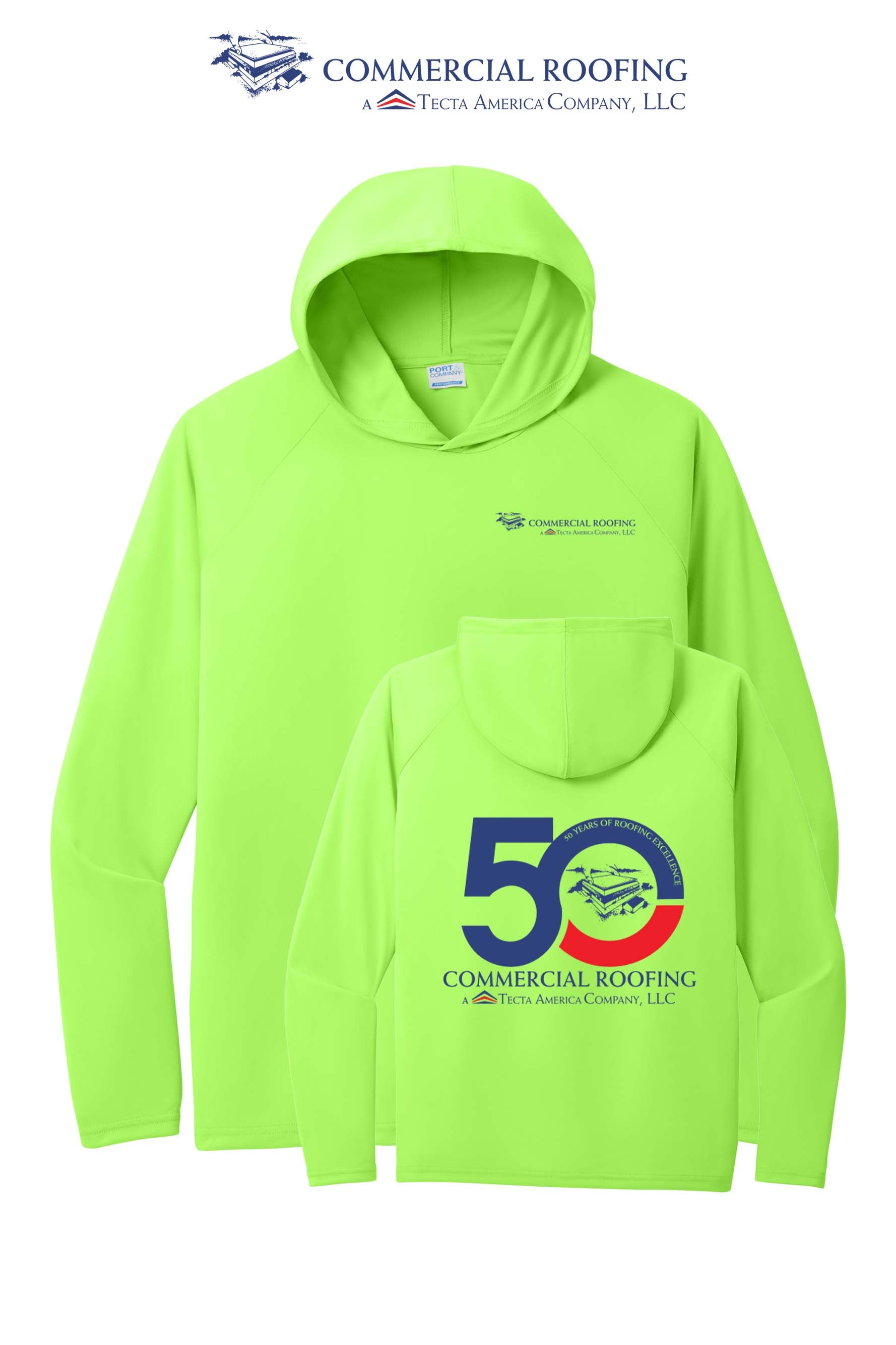 Port & Co™ Performance Pullover Hooded UPF50 Tee - Commercial Roofing