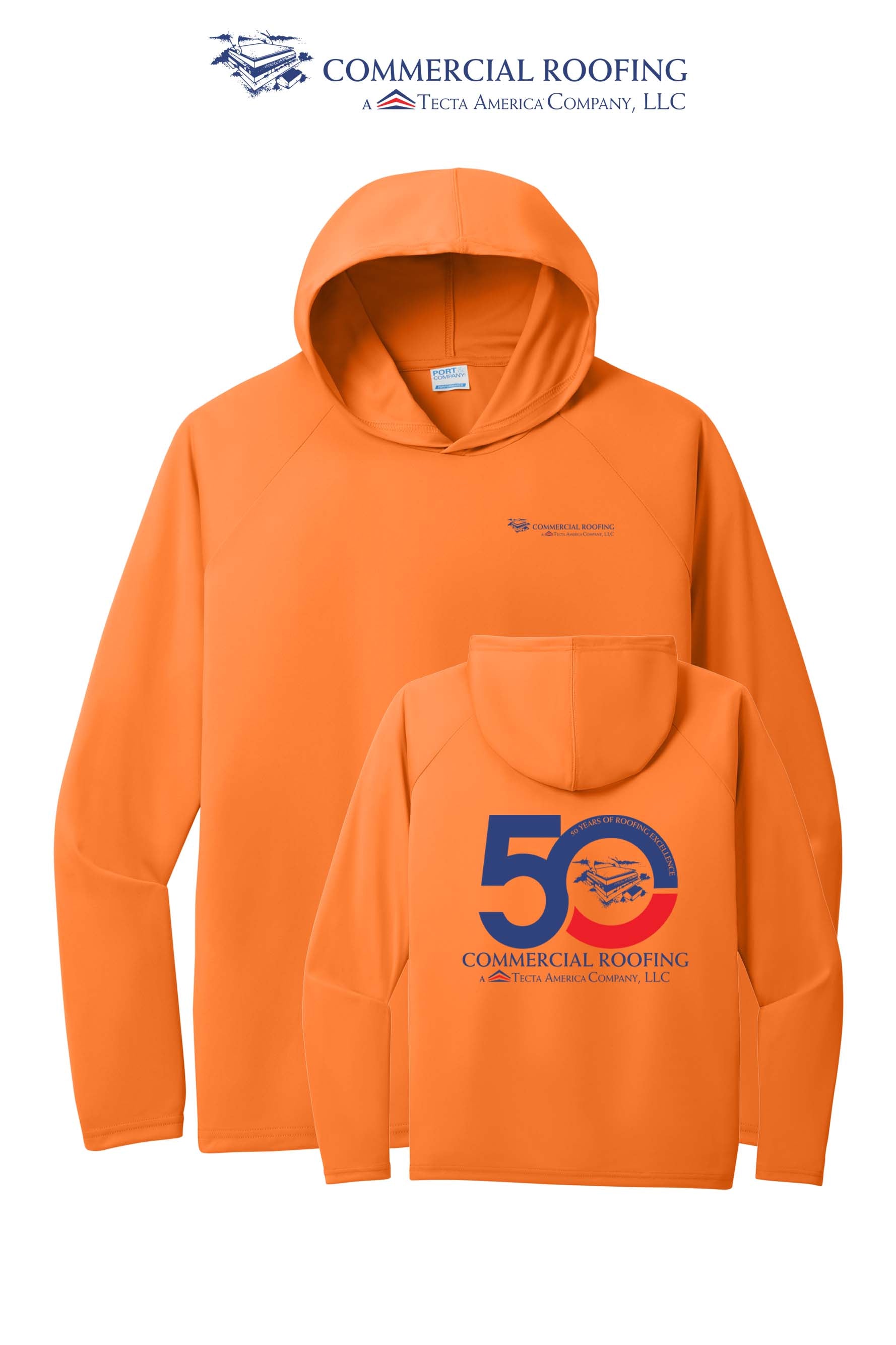 Port & Co™ Performance Pullover Hooded UPF50 Tee - Commercial Roofing