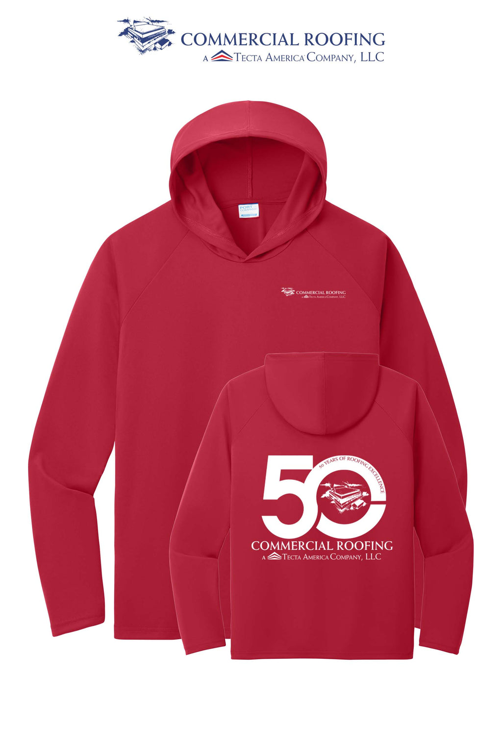 Port & Co™ Performance Pullover Hooded UPF50 Tee - Commercial Roofing