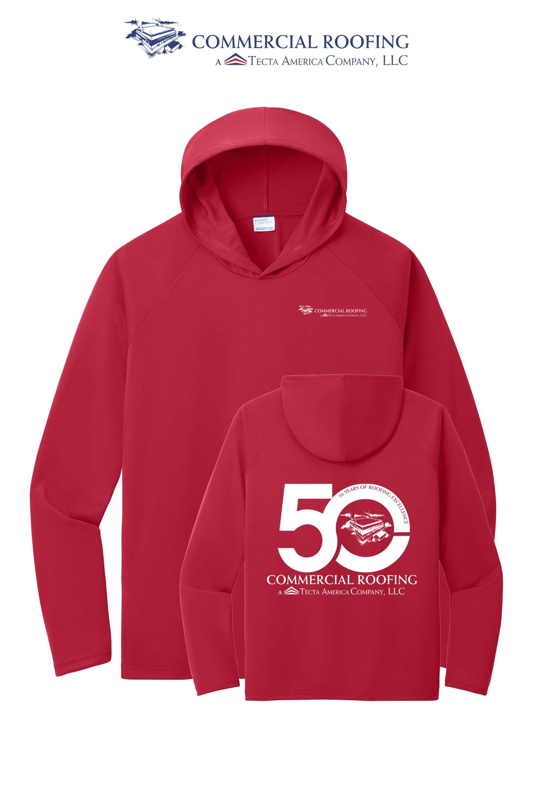 Port & Co™ Performance Pullover Hooded UPF50 Tee - Commercial Roofing