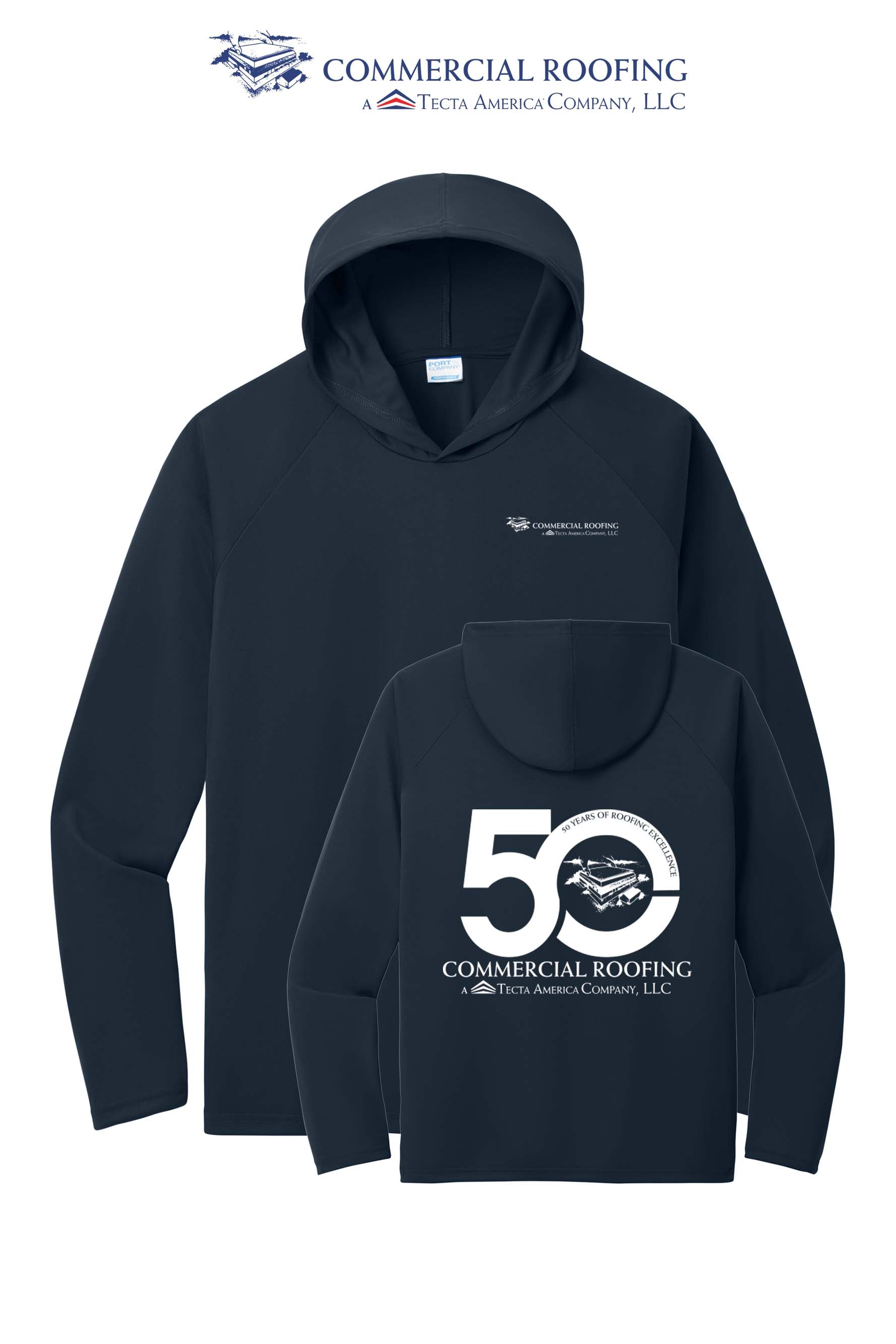 Port & Co™ Performance Pullover Hooded UPF50 Tee - Commercial Roofing