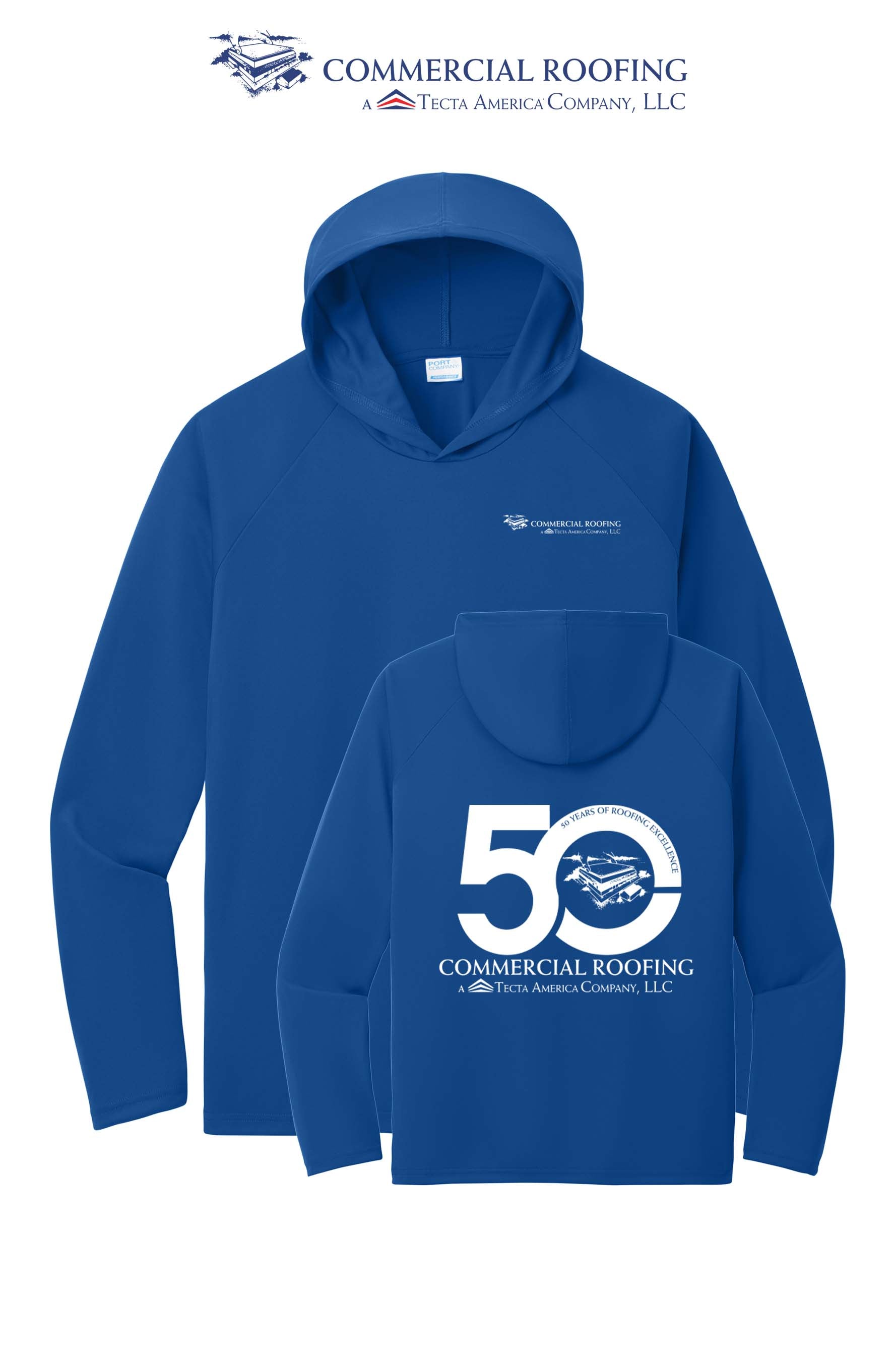 Port & Co™ Performance Pullover Hooded UPF50 Tee - Commercial Roofing