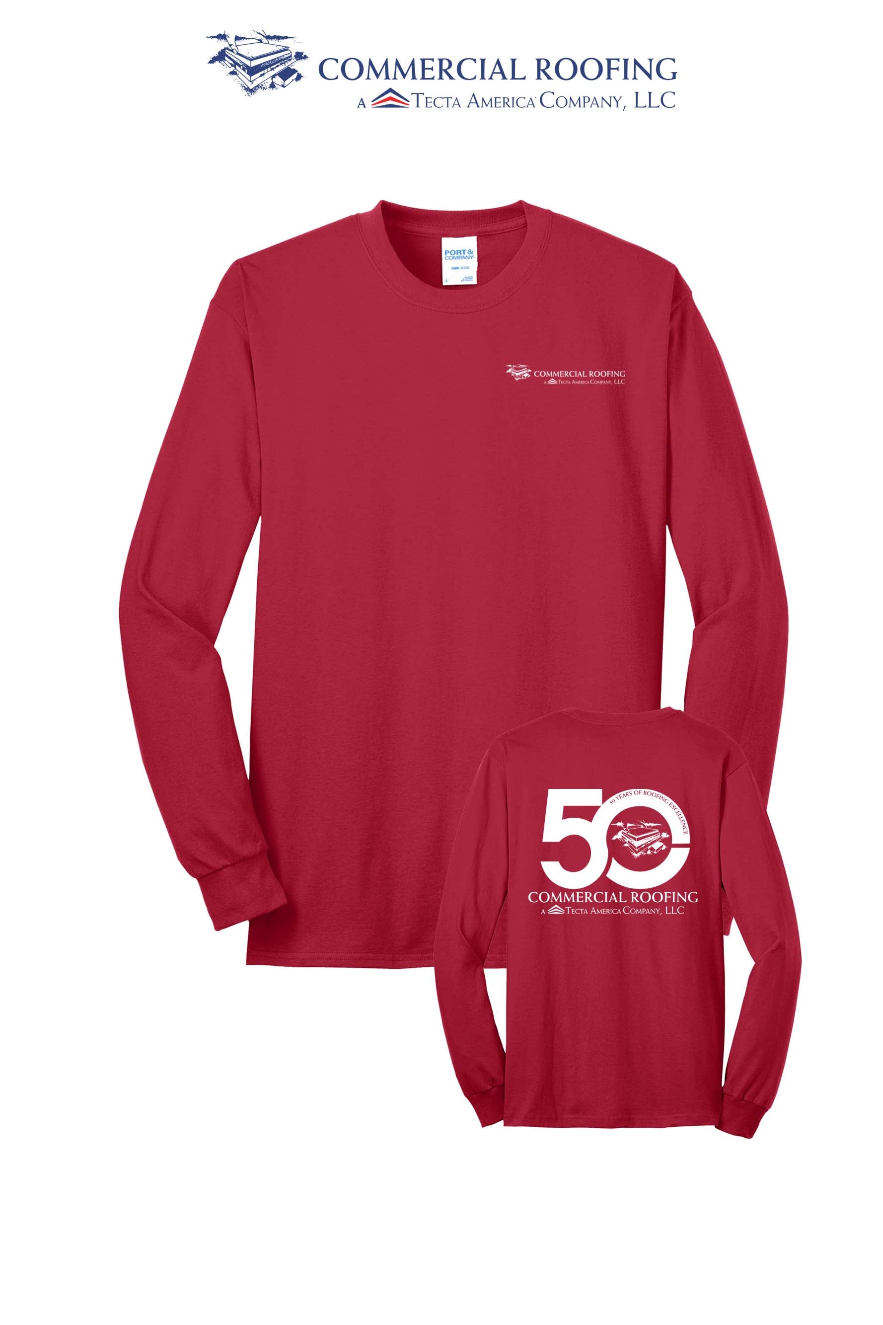 Port & Co™ Long Sleeve Core Blend Tee - Commercial Roofing