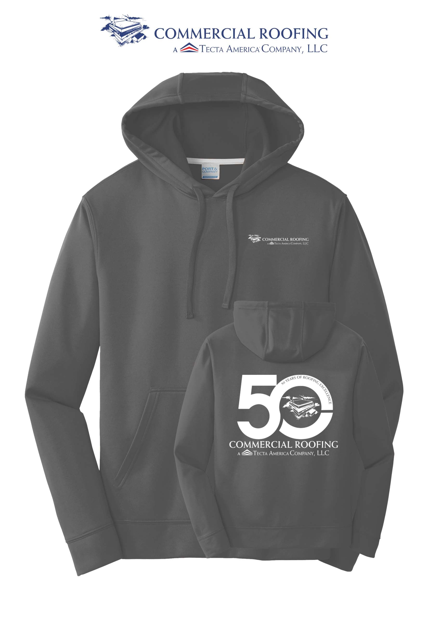 Port & Co™ Performance Fleece Pullover Hooded Sweatshirt - Commercial Roofing
