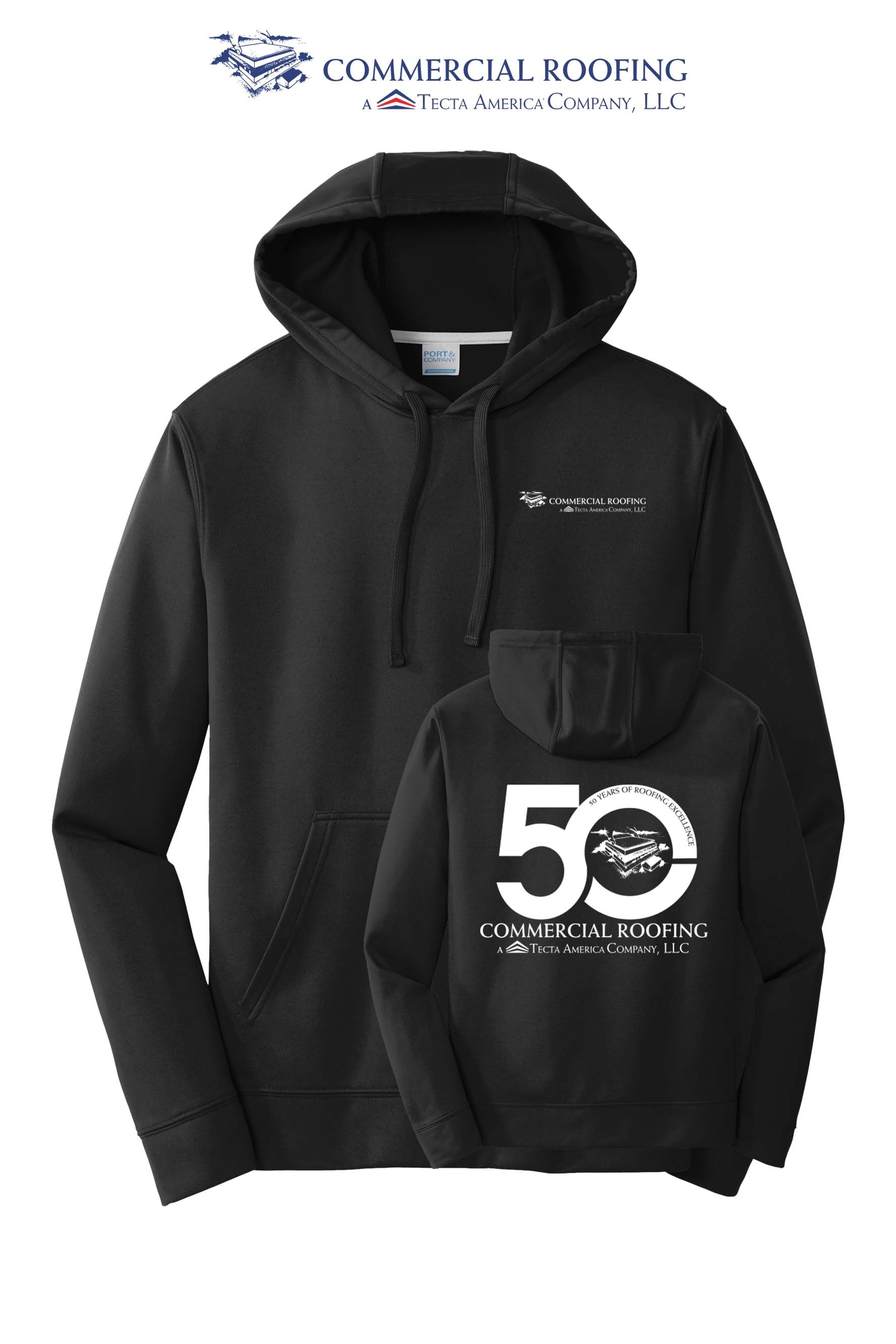 Port & Co™ Performance Fleece Pullover Hooded Sweatshirt - Commercial Roofing
