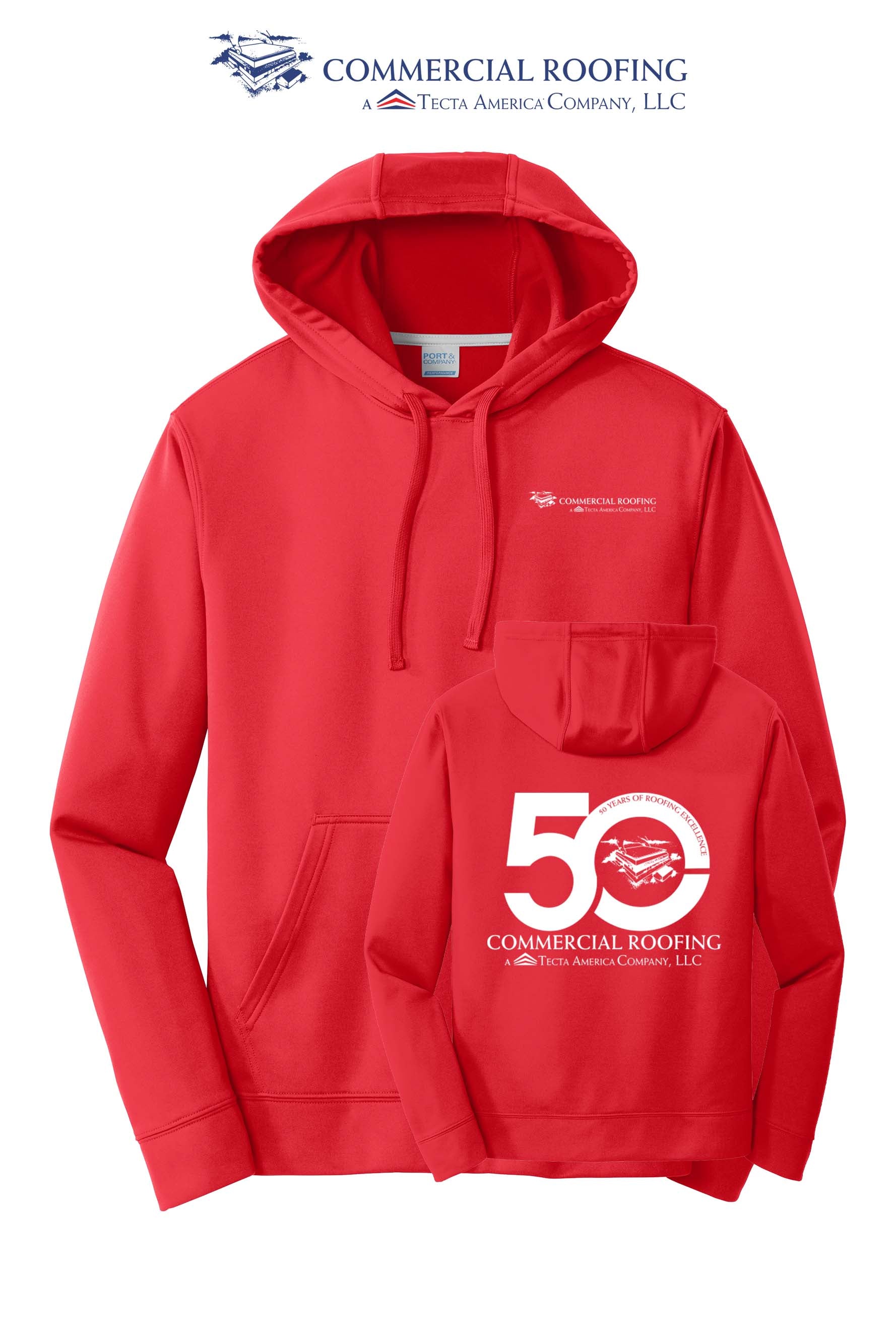 Port & Co™ Performance Fleece Pullover Hooded Sweatshirt - Commercial Roofing