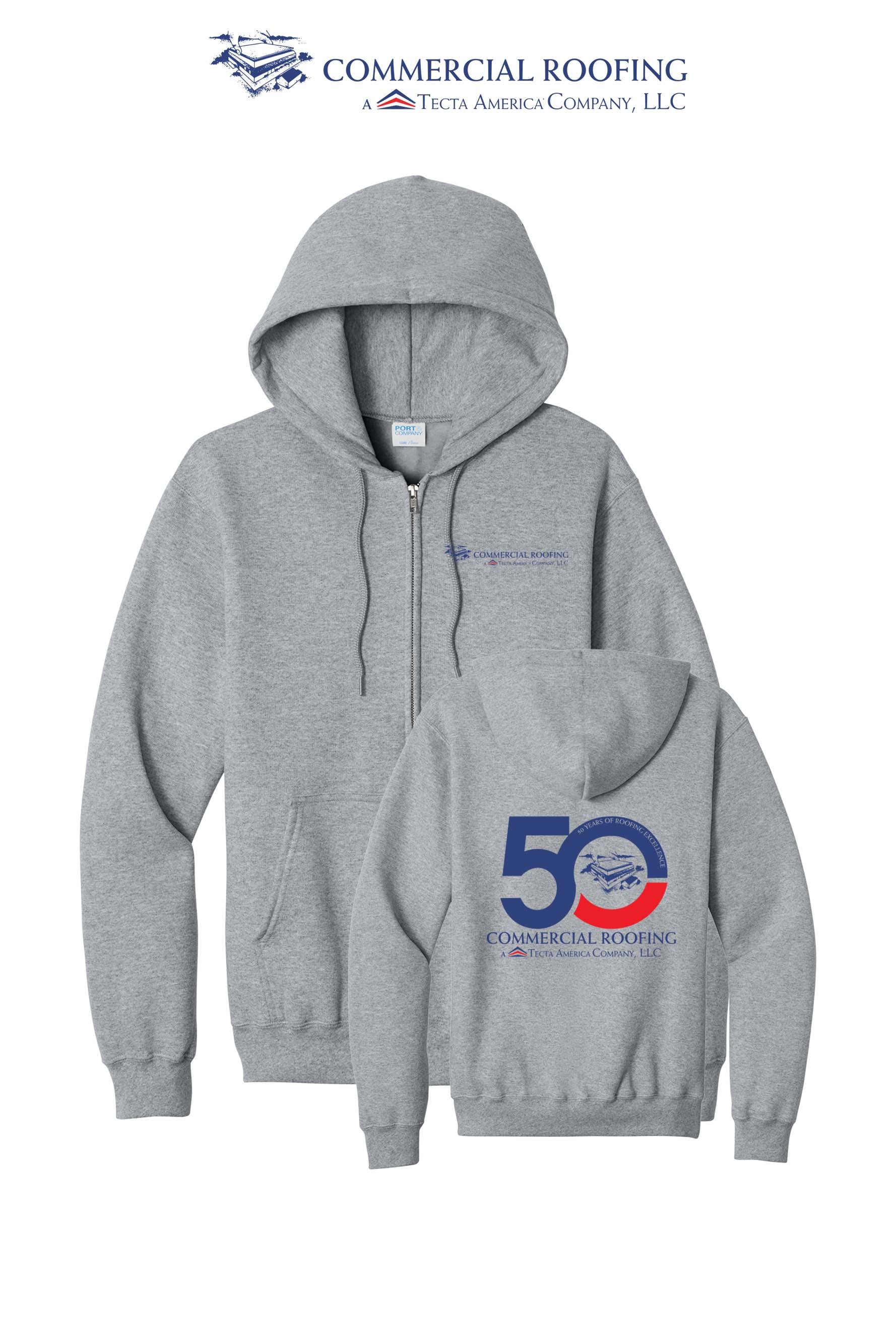 Port & Co™ Core Fleece Full-Zip Hooded Sweatshirt - Commercial Roofing