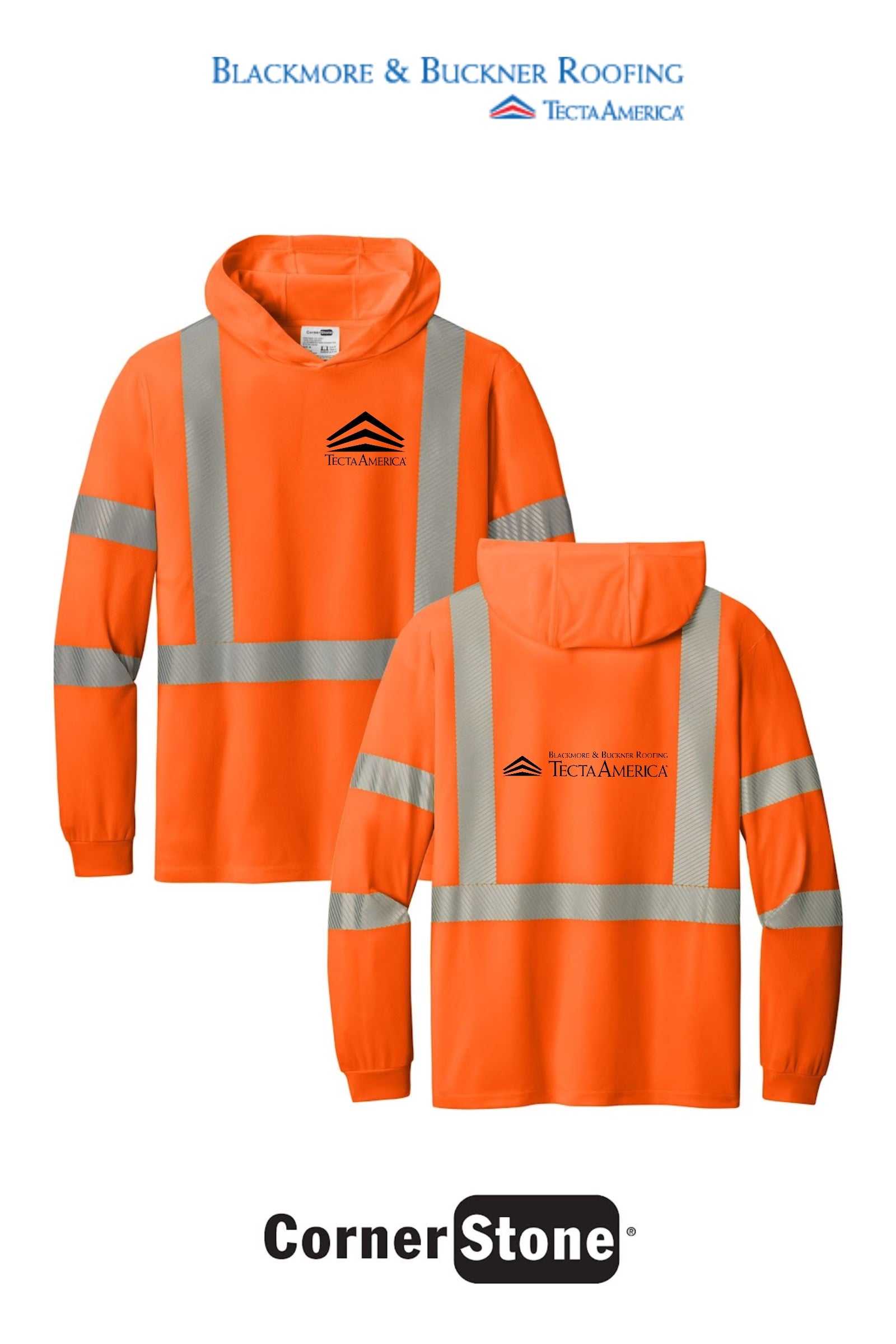 CornerStone® ANSI 107 Class 3 Long Sleeve Segmented Tape Hooded Tee - Blackmore & Buckner