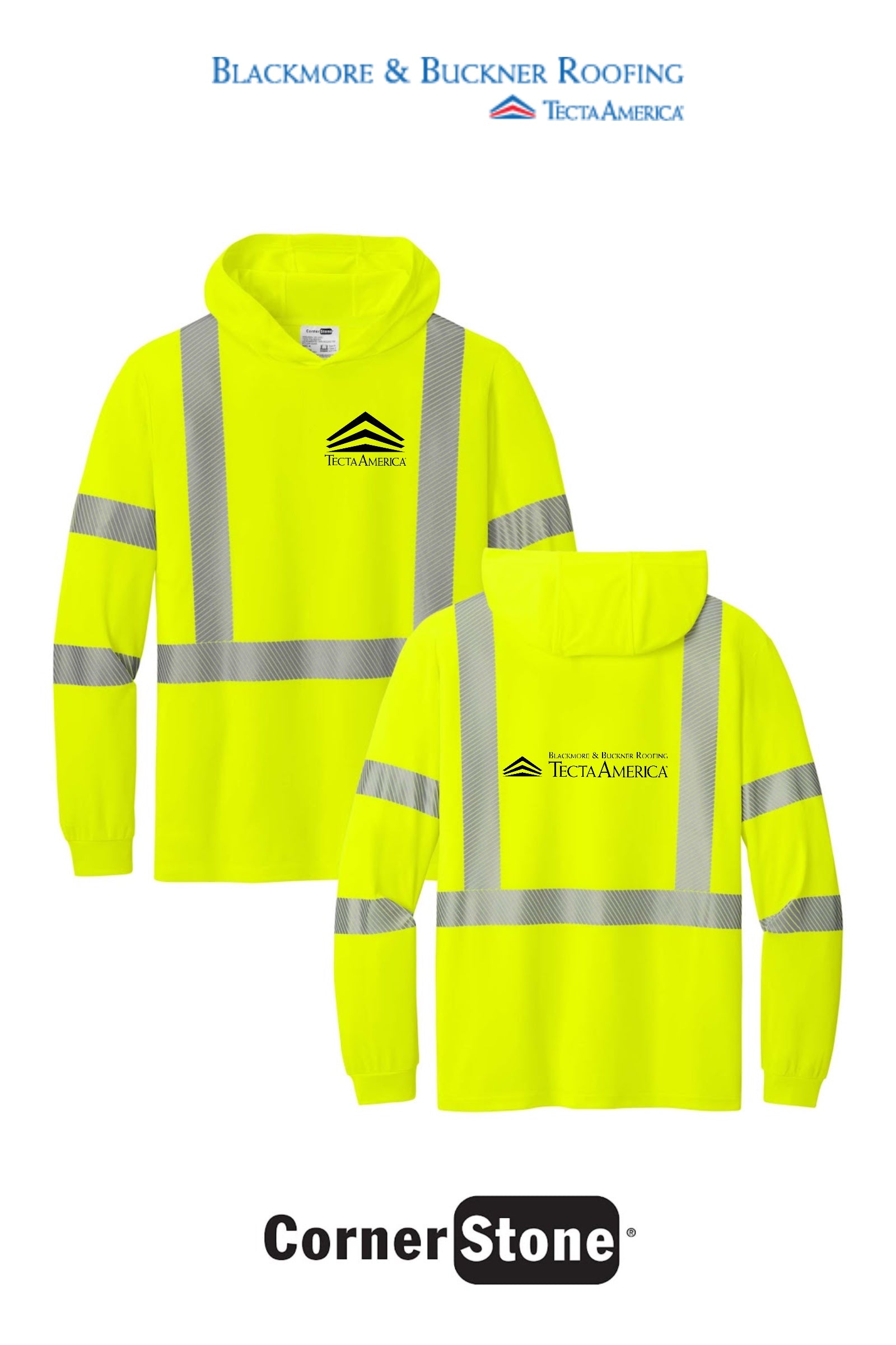 CornerStone® ANSI 107 Class 3 Long Sleeve Segmented Tape Hooded Tee - Blackmore & Buckner