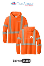 CornerStone® ANSI 107 Class 3 Long Sleeve Segmented Tape Hooded Tee - Monument Roofing of Colorado