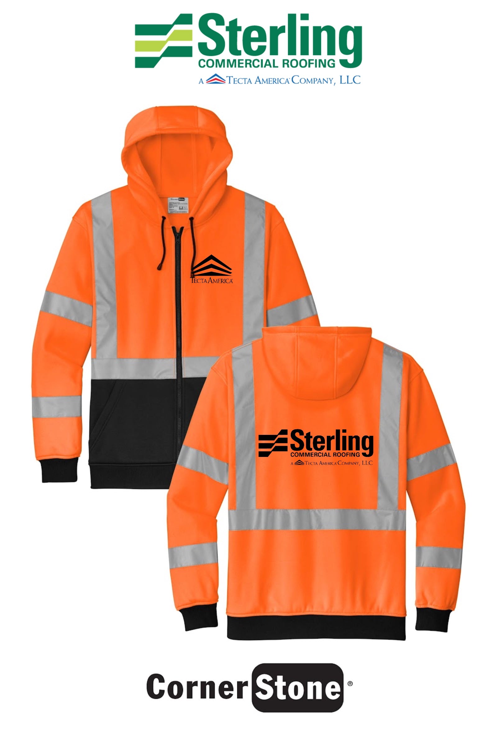 CornerStone® ANSI 107 Class 3 Heavy-Duty Fleece Full-Zip Hoodie - Sterling, A Tecta American Company LLC