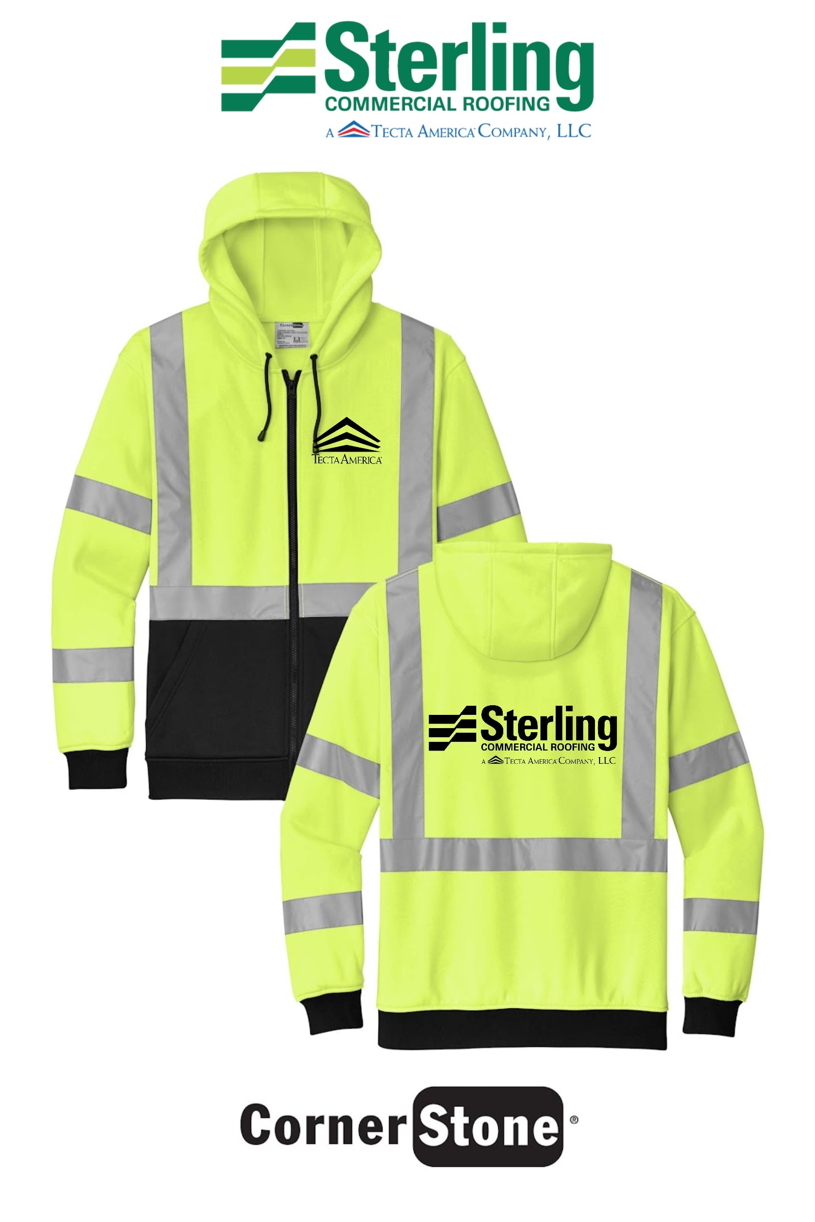 CornerStone® ANSI 107 Class 3 Heavy-Duty Fleece Full-Zip Hoodie - Sterling, A Tecta American Company LLC