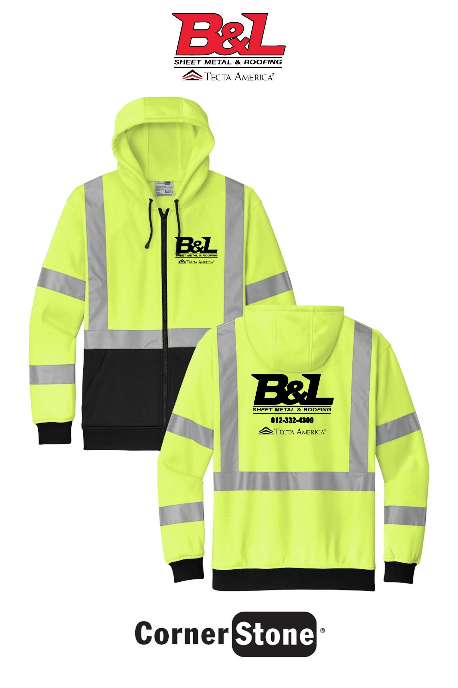 CornerStone® ANSI 107 Class 3 Heavy-Duty Fleece Full-Zip Hoodie - B&L Sheet Metal & Roofing