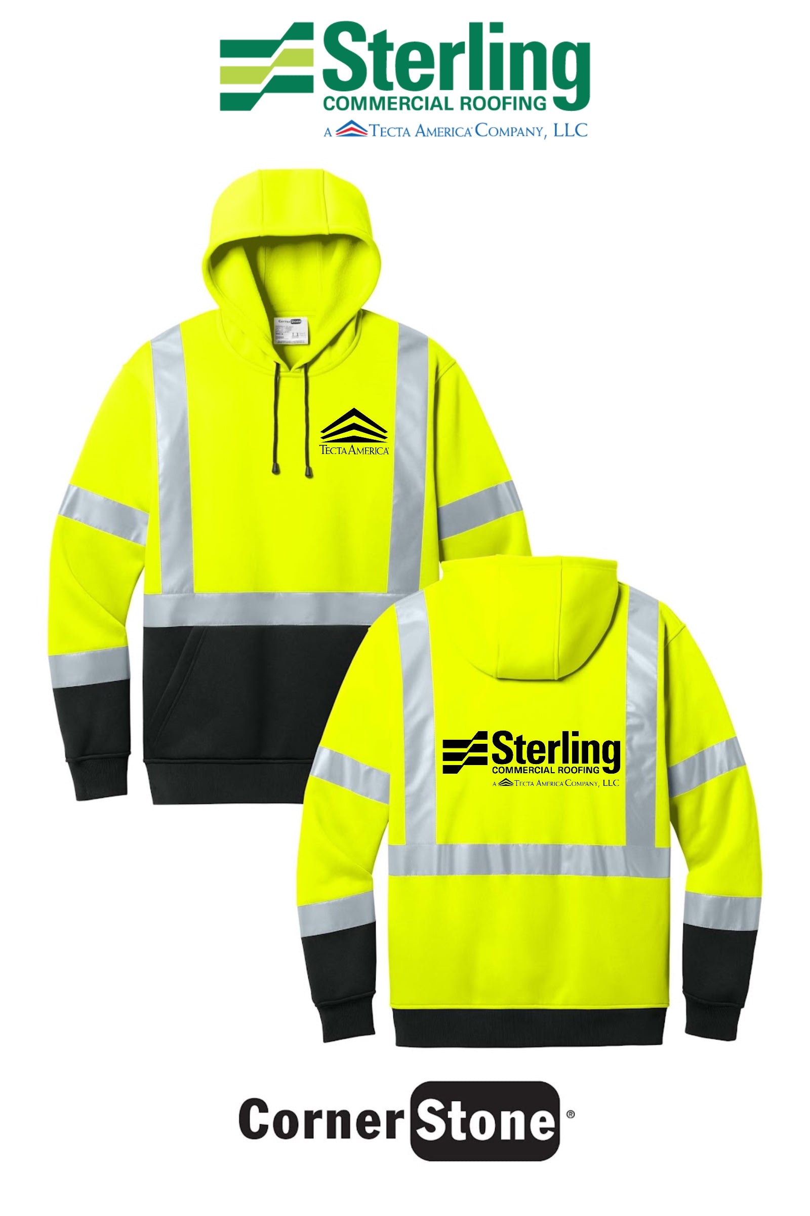 CornerStone® ANSI 107 Class 3 Heavy-Duty Fleece Pullover Hoodie - Sterling, A Tecta American Company LLC