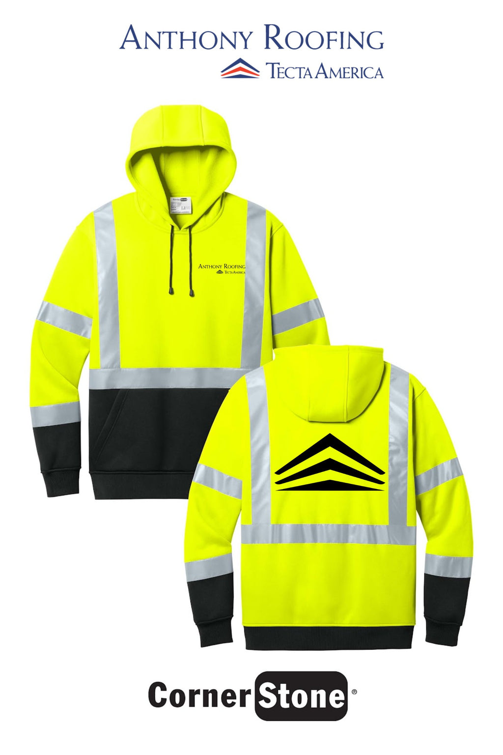 CornerStone® ANSI 107 Class 3 Heavy-Duty Fleece Pullover Hoodie - Anthony Roofing