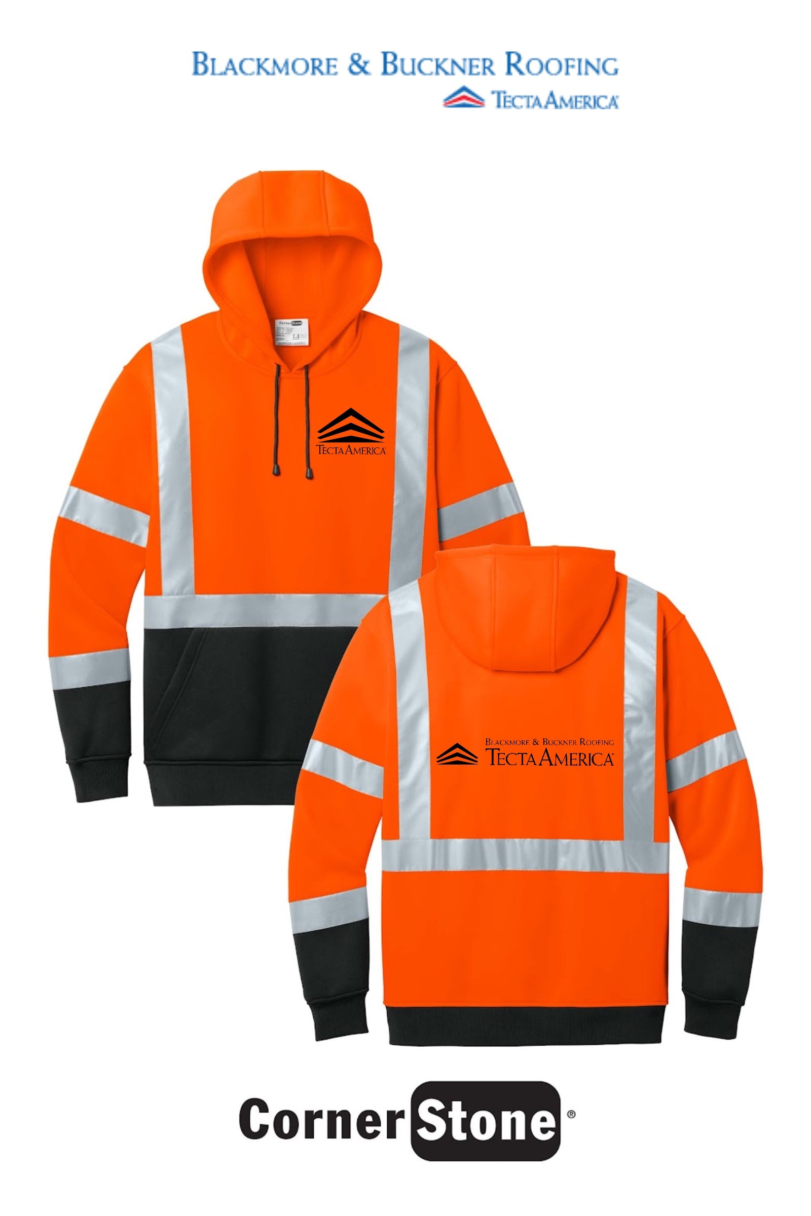 CornerStone® ANSI 107 Class 3 Heavy-Duty Fleece Pullover Hoodie - Blackmore & Buckner
