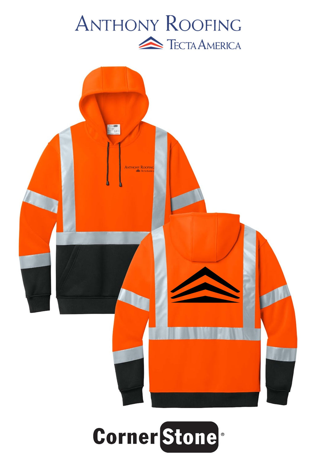CornerStone® ANSI 107 Class 3 Heavy-Duty Fleece Pullover Hoodie - Anthony Roofing