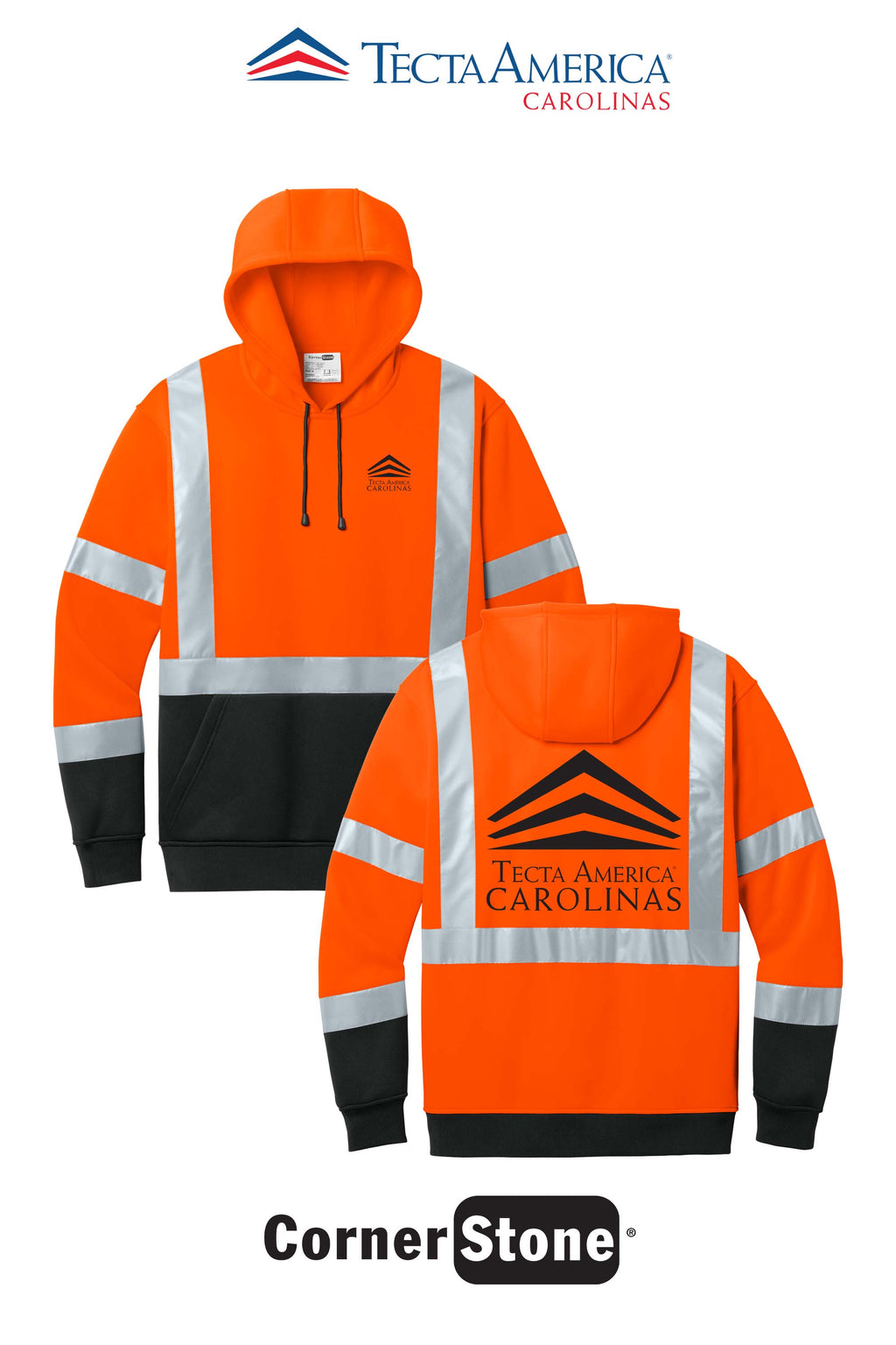 CornerStone® ANSI 107 Class 3 Heavy-Duty Fleece Pullover Hoodie - Tecta America Carolinas LLC