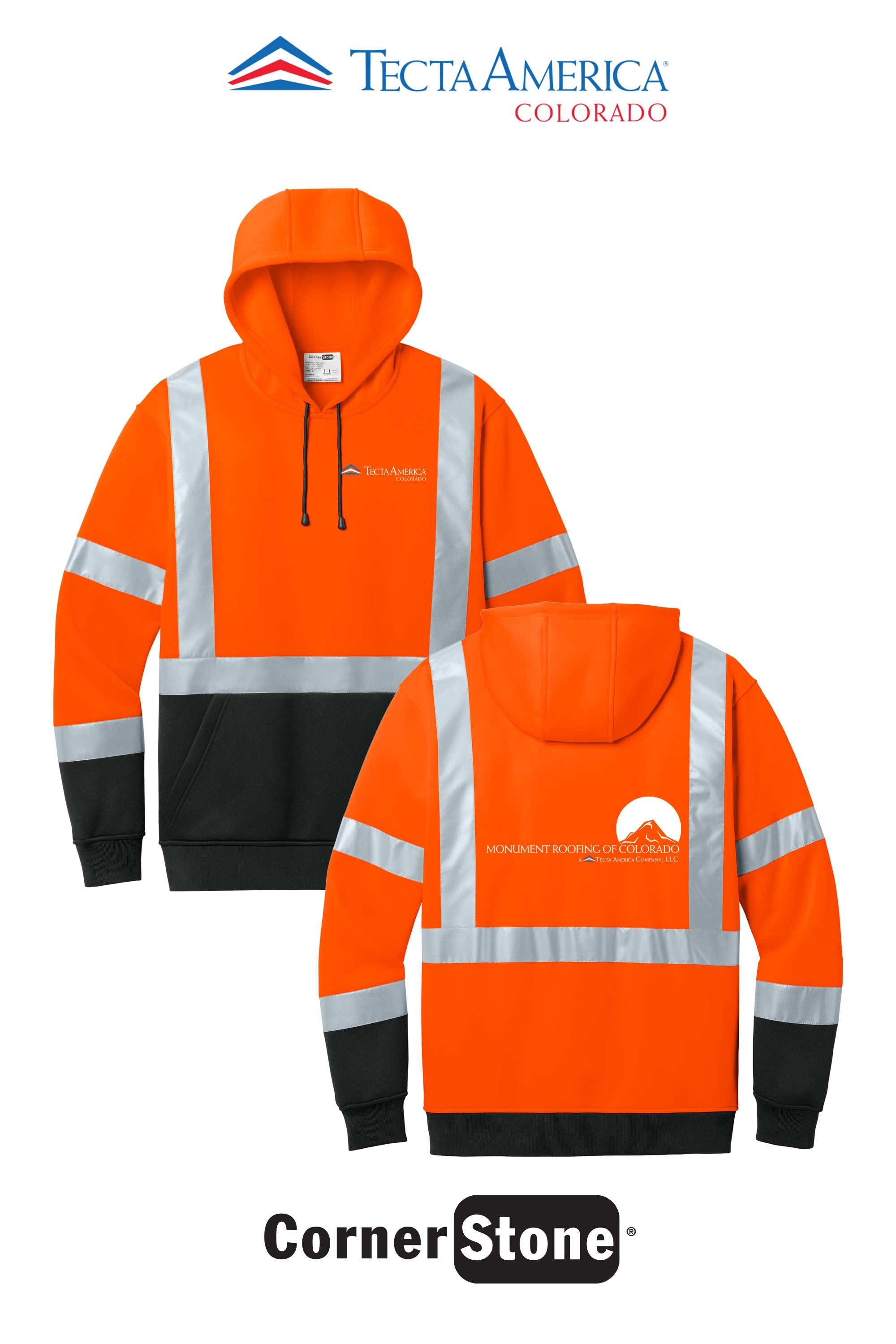 CornerStone® ANSI 107 Class 3 Heavy-Duty Fleece Pullover Hoodie - Monument Roofing of Colorado
