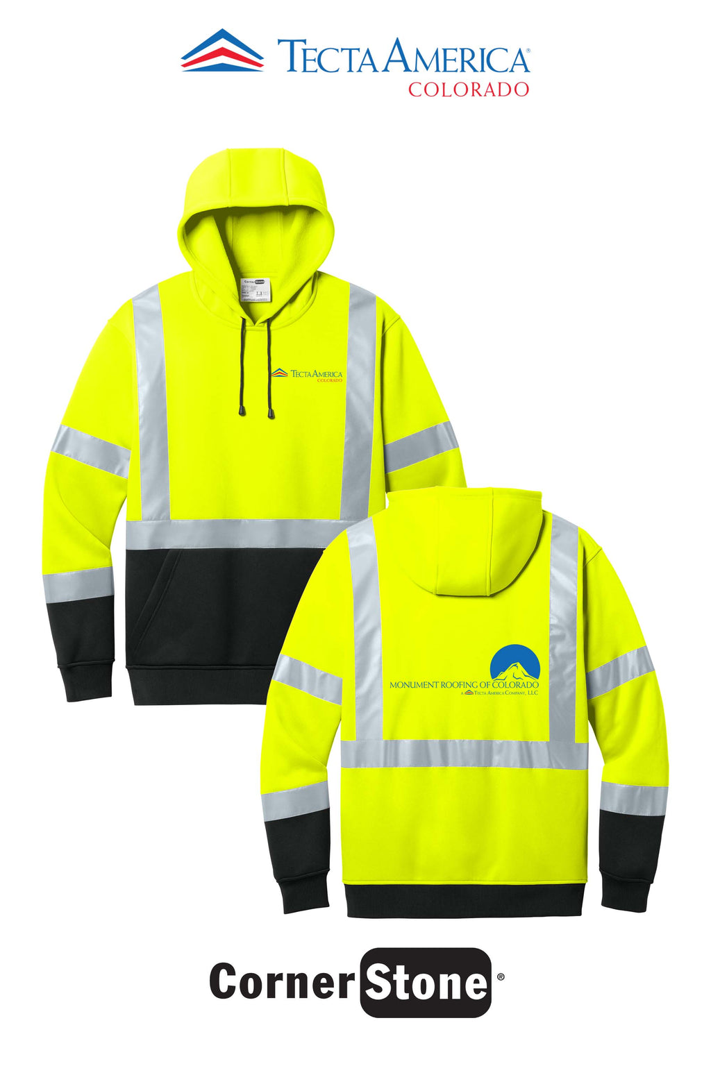 CornerStone® ANSI 107 Class 3 Heavy-Duty Fleece Pullover Hoodie - Monument Roofing of Colorado