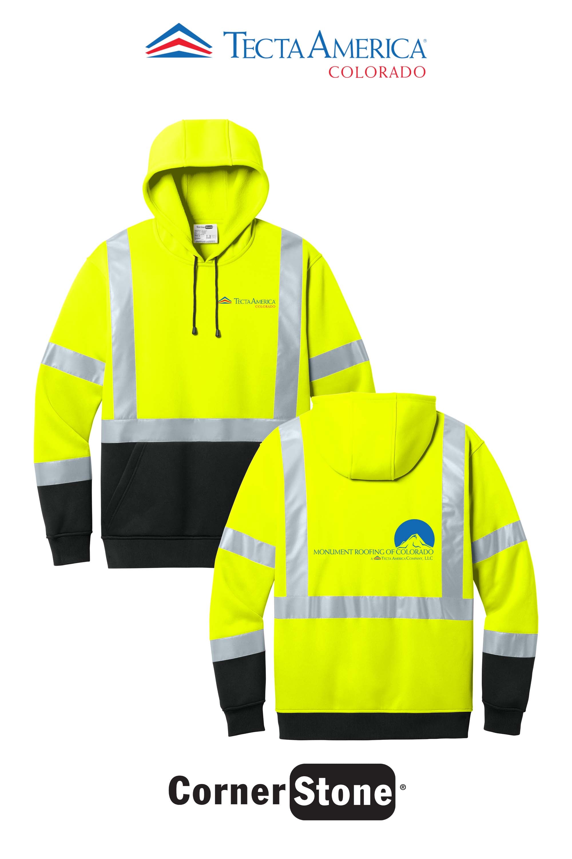 CornerStone® ANSI 107 Class 3 Heavy-Duty Fleece Pullover Hoodie - Monument Roofing of Colorado
