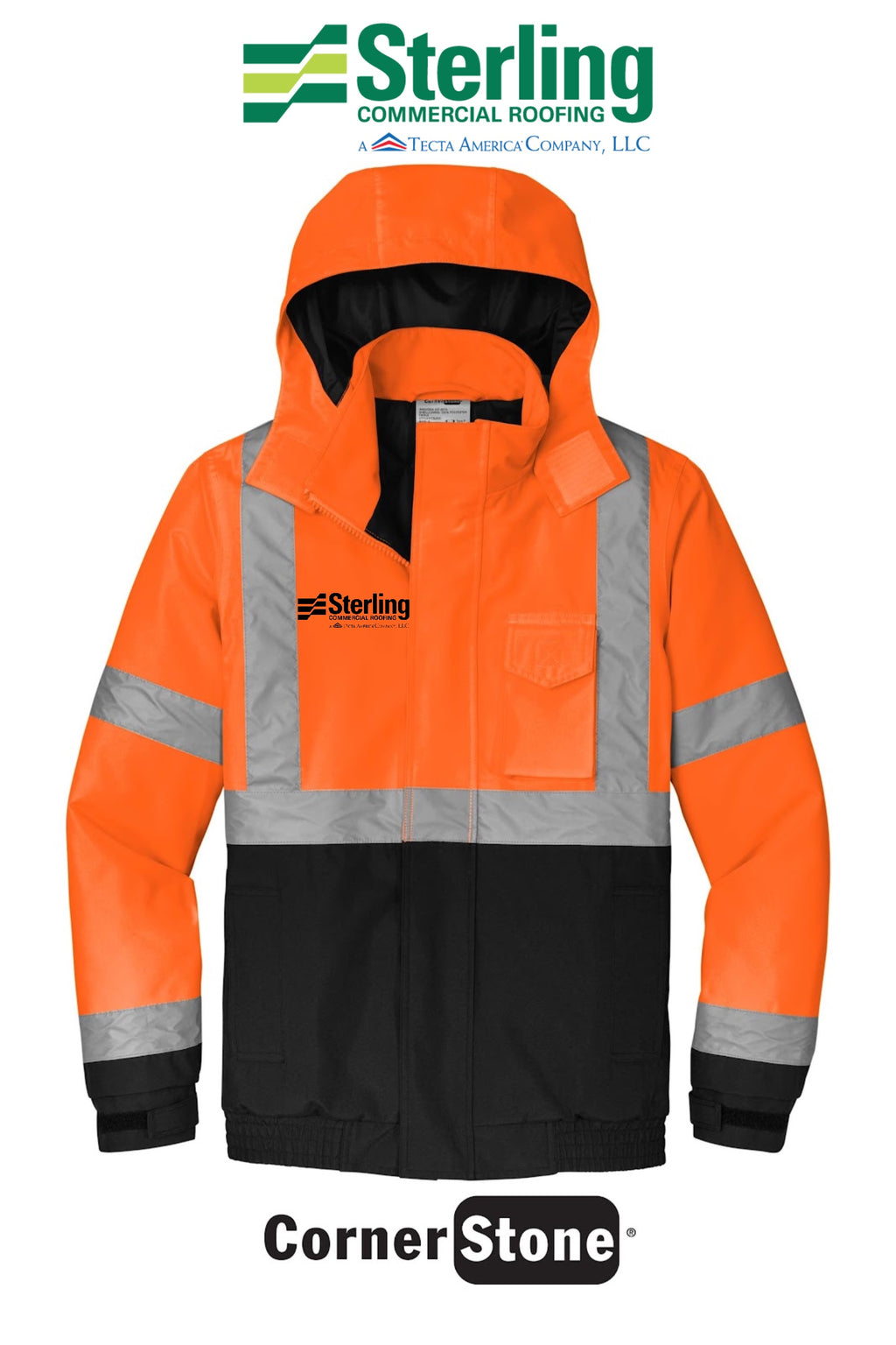CornerStone® ANSI 107 Class 3 Economy Waterproof Insulated Bomber Jacket - Sterling, A Tecta American Company LLC