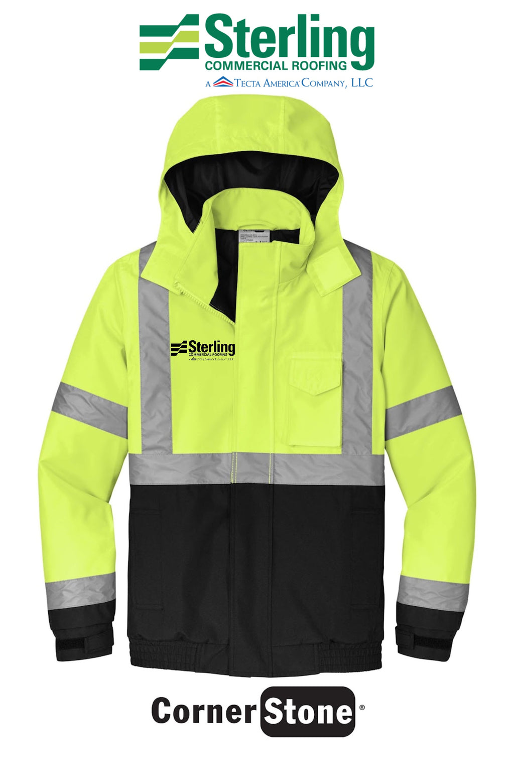 CornerStone® ANSI 107 Class 3 Economy Waterproof Insulated Bomber Jacket - Sterling, A Tecta American Company LLC
