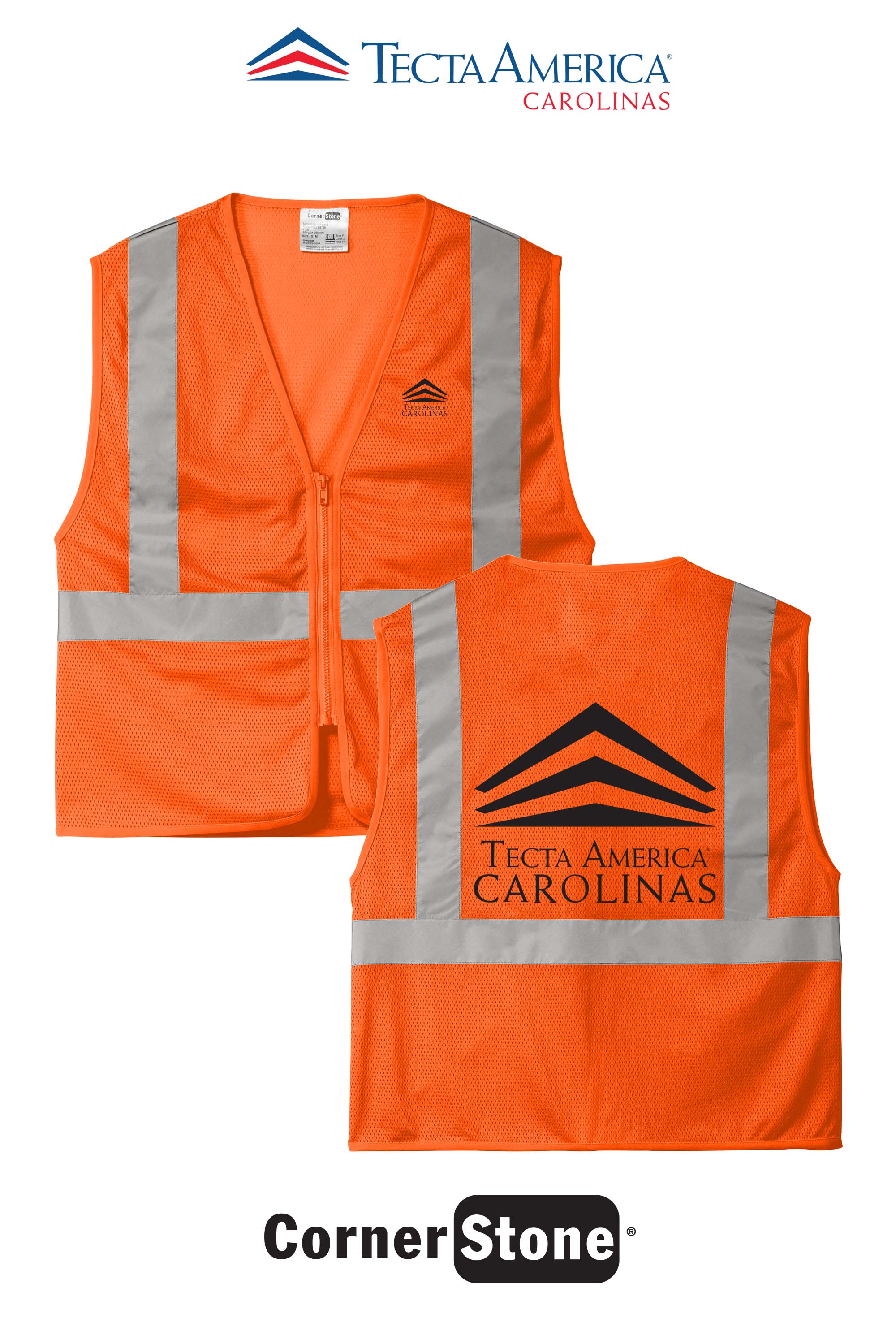 CornerStone® ANSI 107 Class 2 Economy Mesh Zippered Vest - Tecta America Carolinas LLC