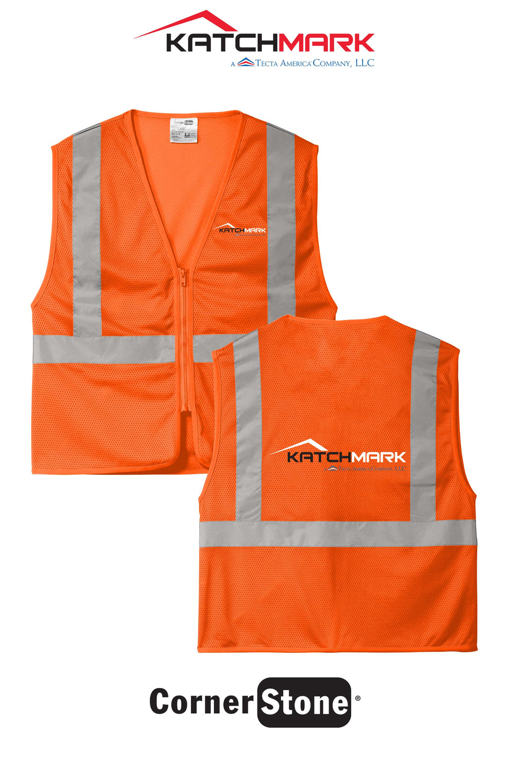 CornerStone® ANSI 107 Class 2 Economy Mesh Zippered Vest - Katchmark, A Tecta American Company LLC