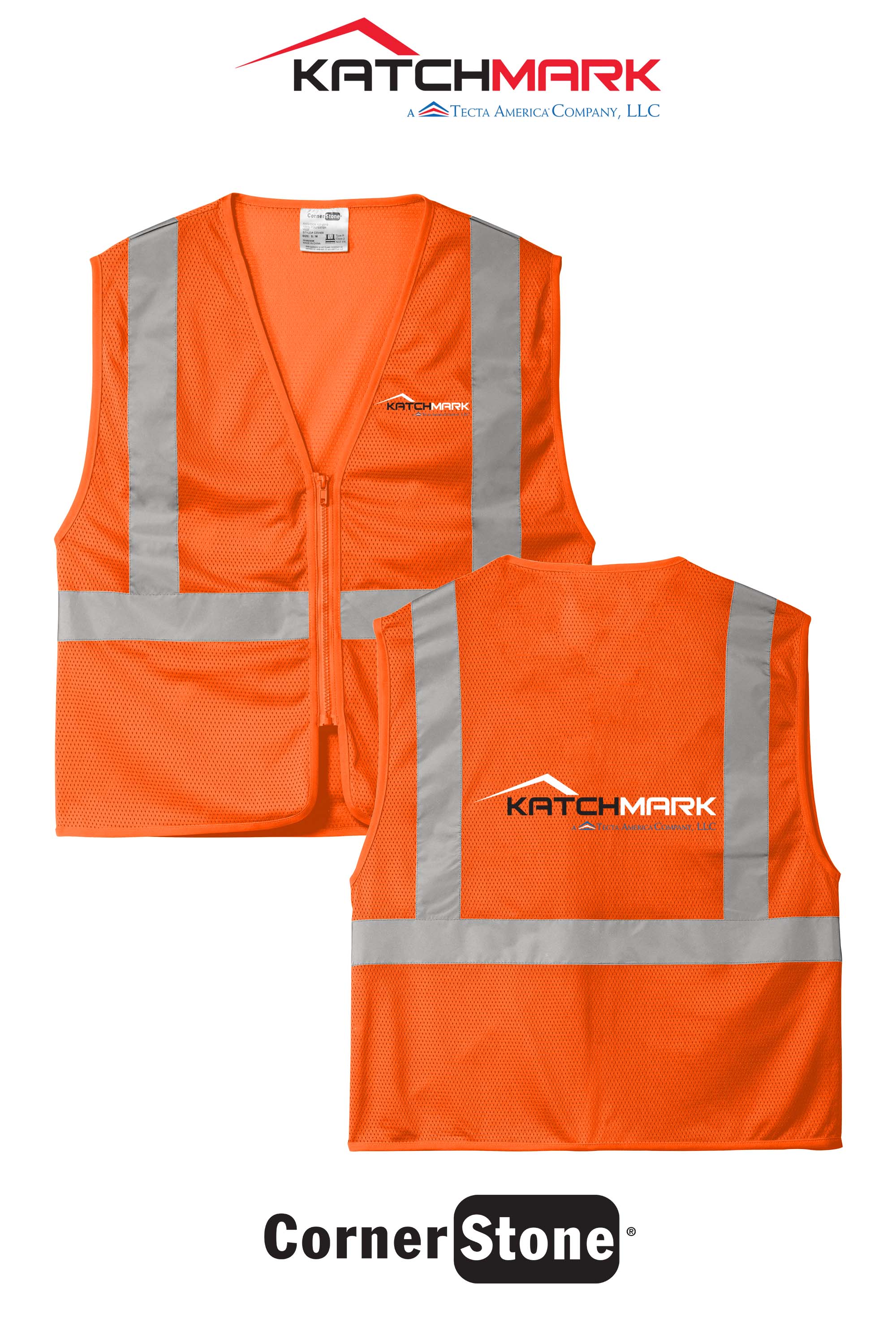 CornerStone® ANSI 107 Class 2 Economy Mesh Zippered Vest - Katchmark, A Tecta American Company LLC