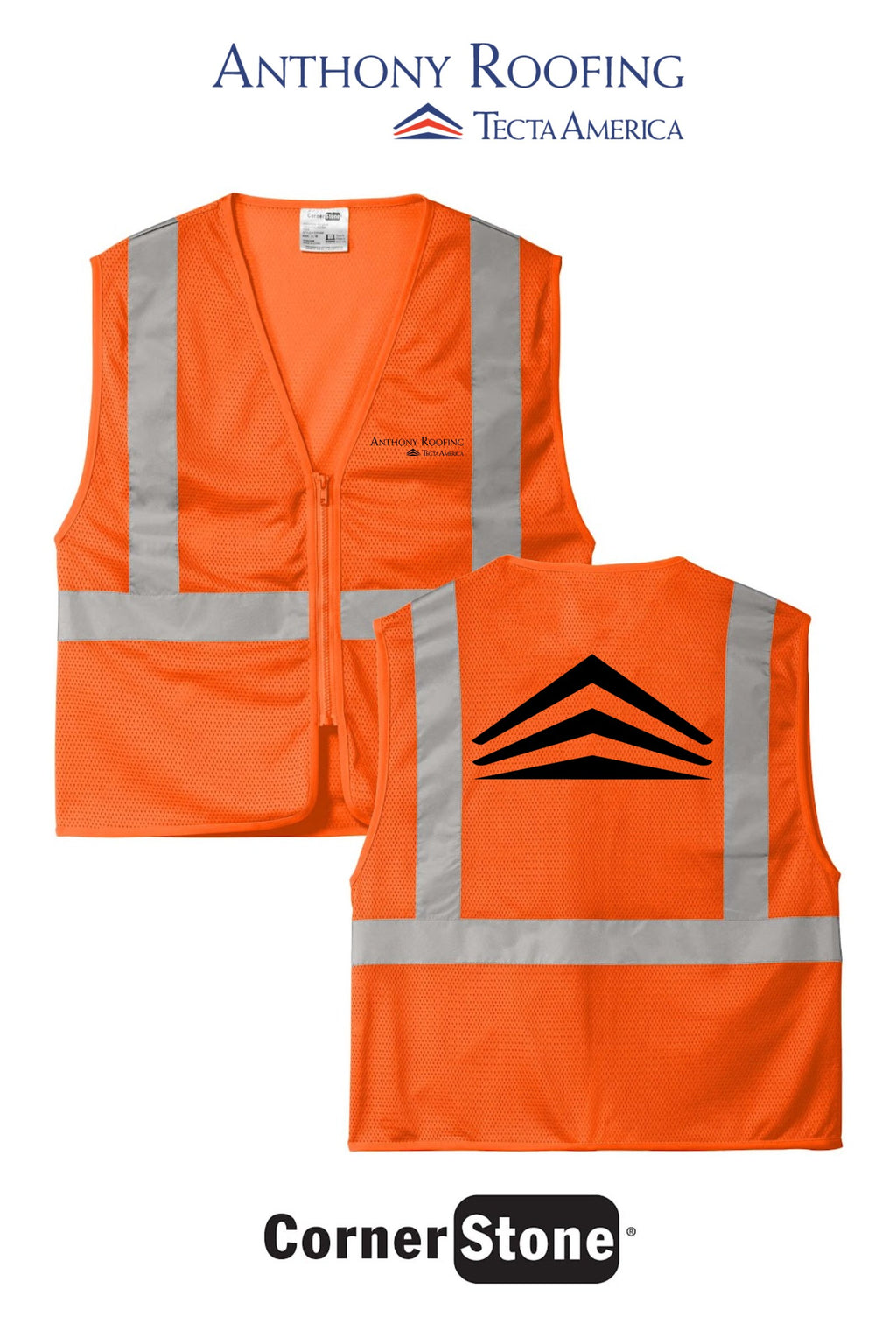 CornerStone® ANSI 107 Class 2 Economy Mesh Zippered Vest - Anthony Roofing