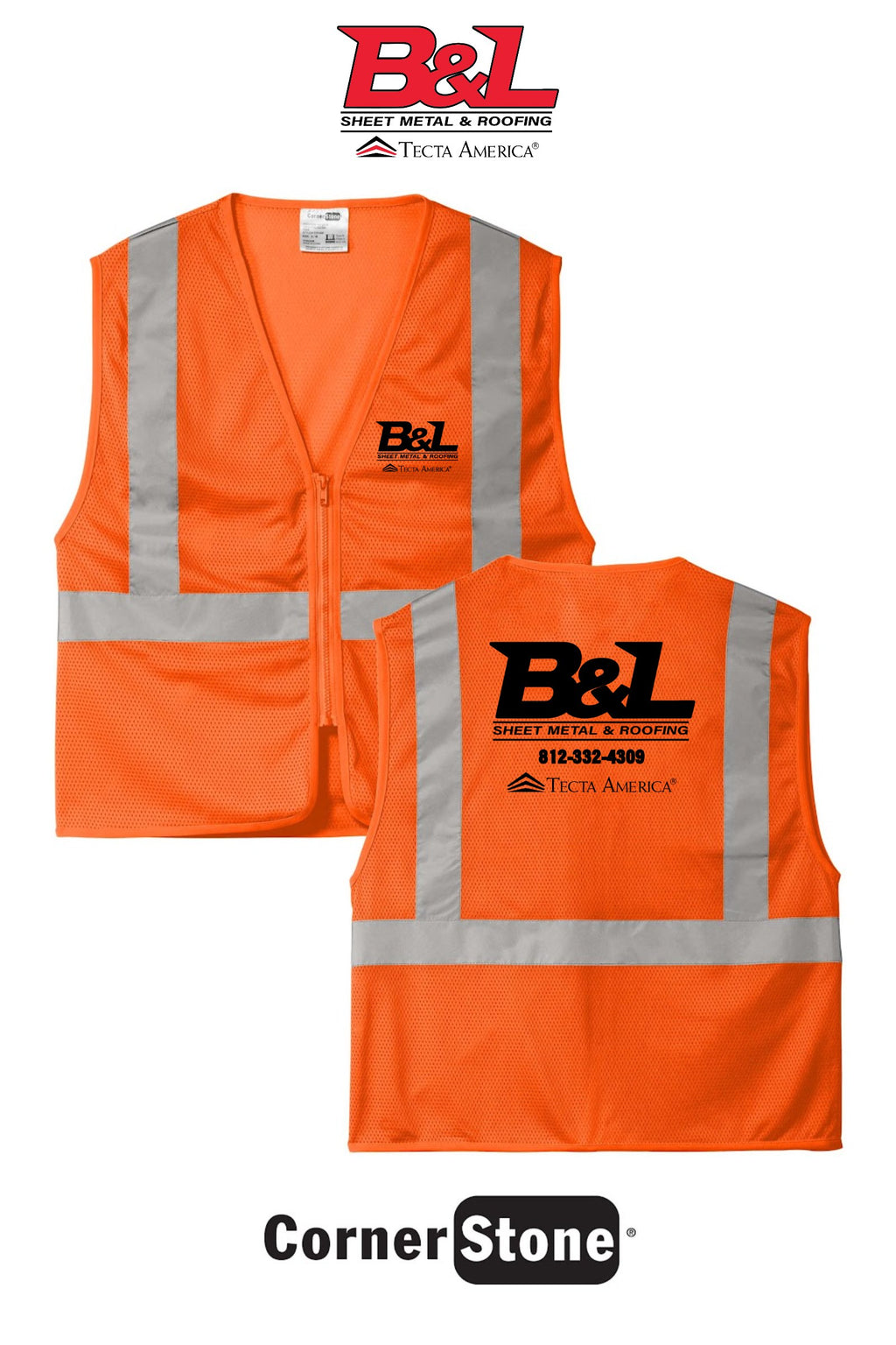 CornerStone® ANSI 107 Class 2 Economy Mesh Zippered Vest - B&L Sheet Metal & Roofing