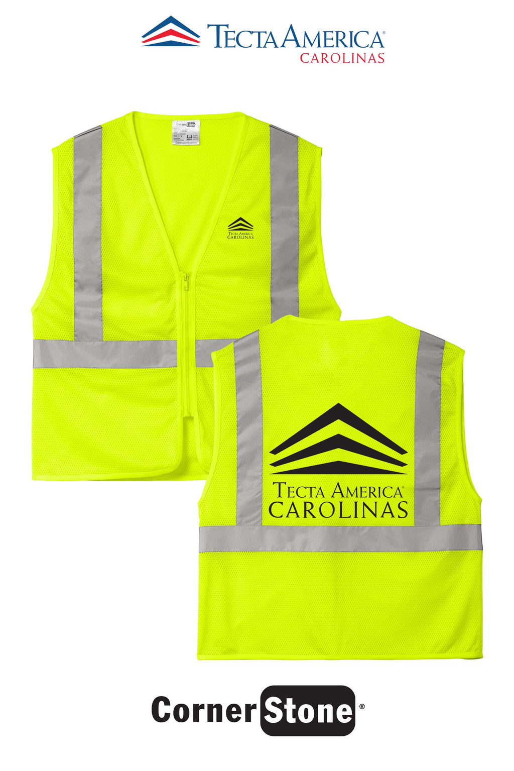 CornerStone® ANSI 107 Class 2 Economy Mesh Zippered Vest - Tecta America Carolinas LLC