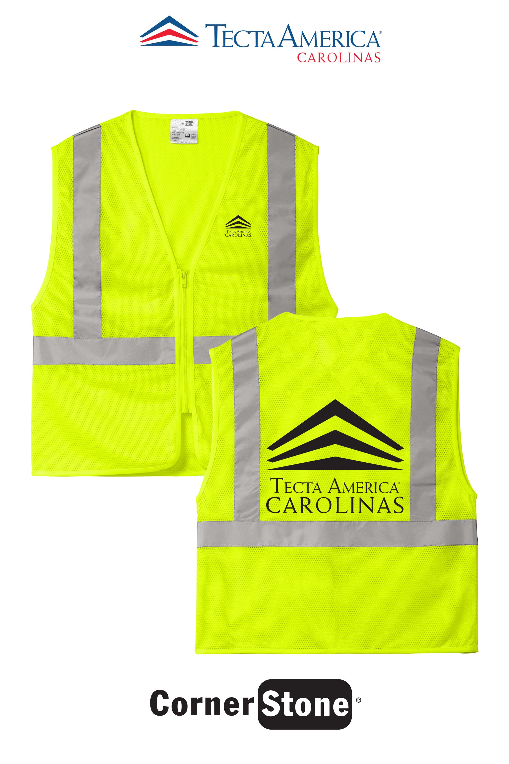 CornerStone® ANSI 107 Class 2 Economy Mesh Zippered Vest - Tecta America Carolinas LLC