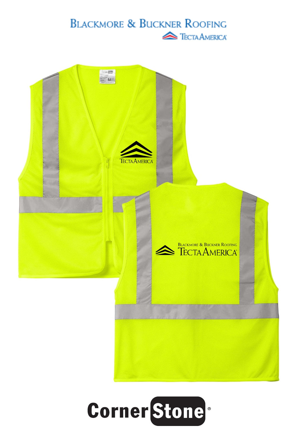 CornerStone® ANSI 107 Class 2 Economy Mesh Zippered Vest - Blackmore & Buckner