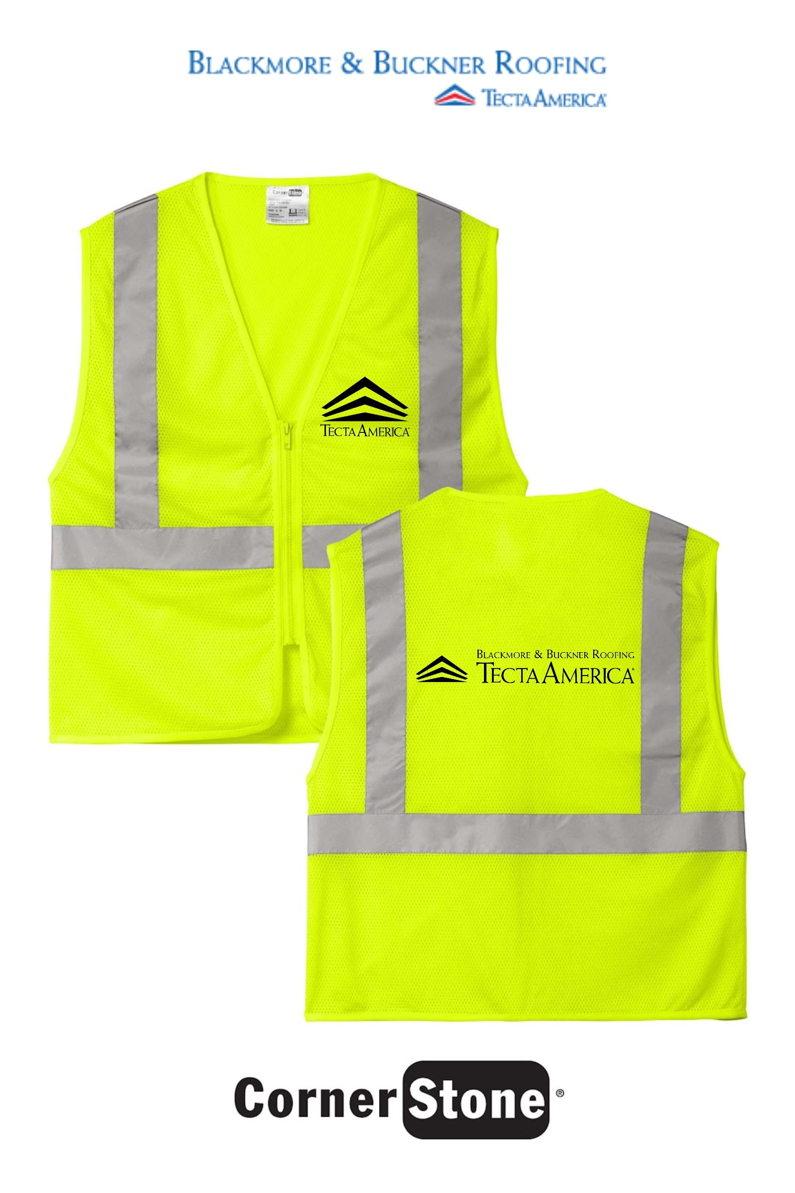 CornerStone® ANSI 107 Class 2 Economy Mesh Zippered Vest - Blackmore & Buckner