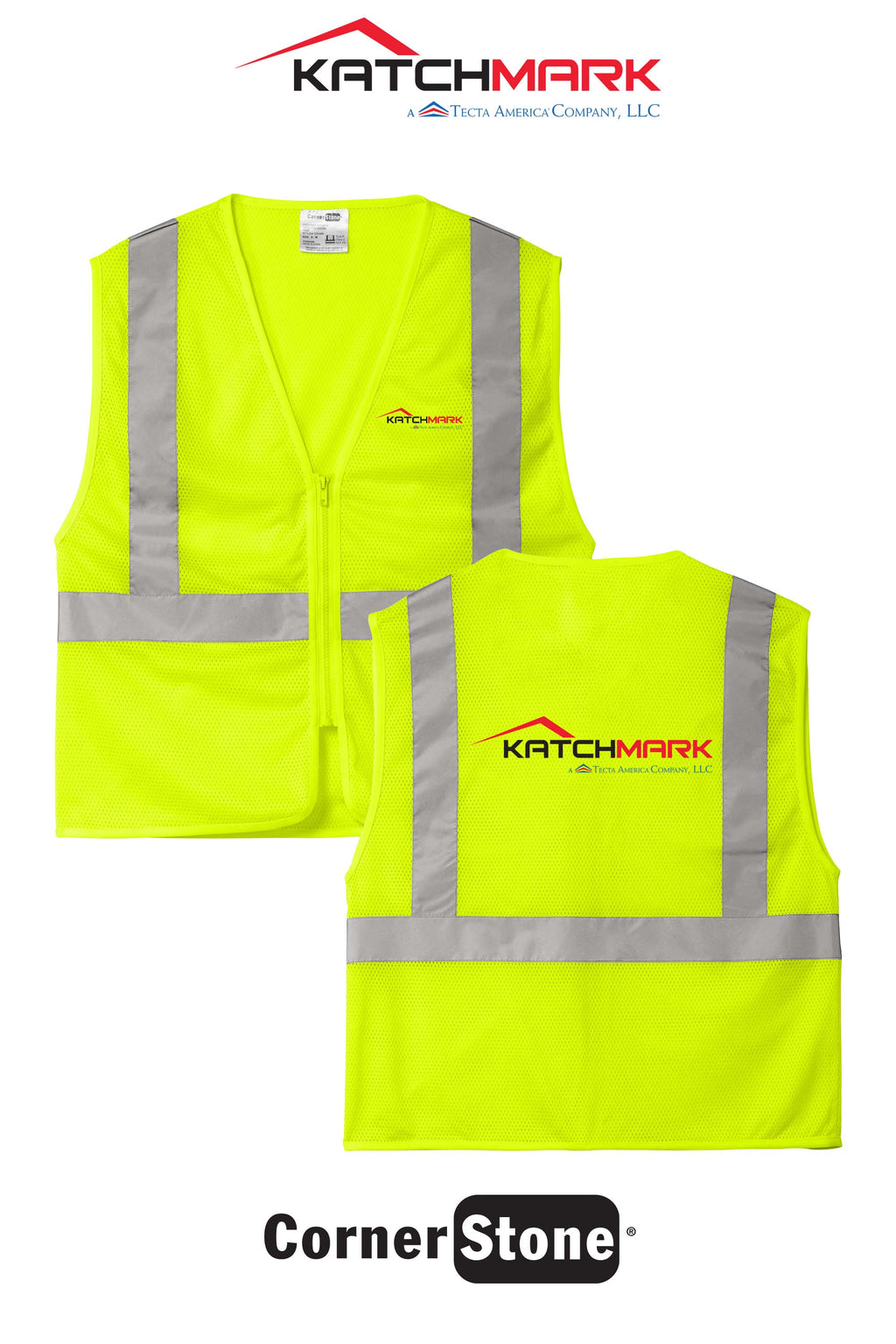 CornerStone® ANSI 107 Class 2 Economy Mesh Zippered Vest - Katchmark, A Tecta American Company LLC