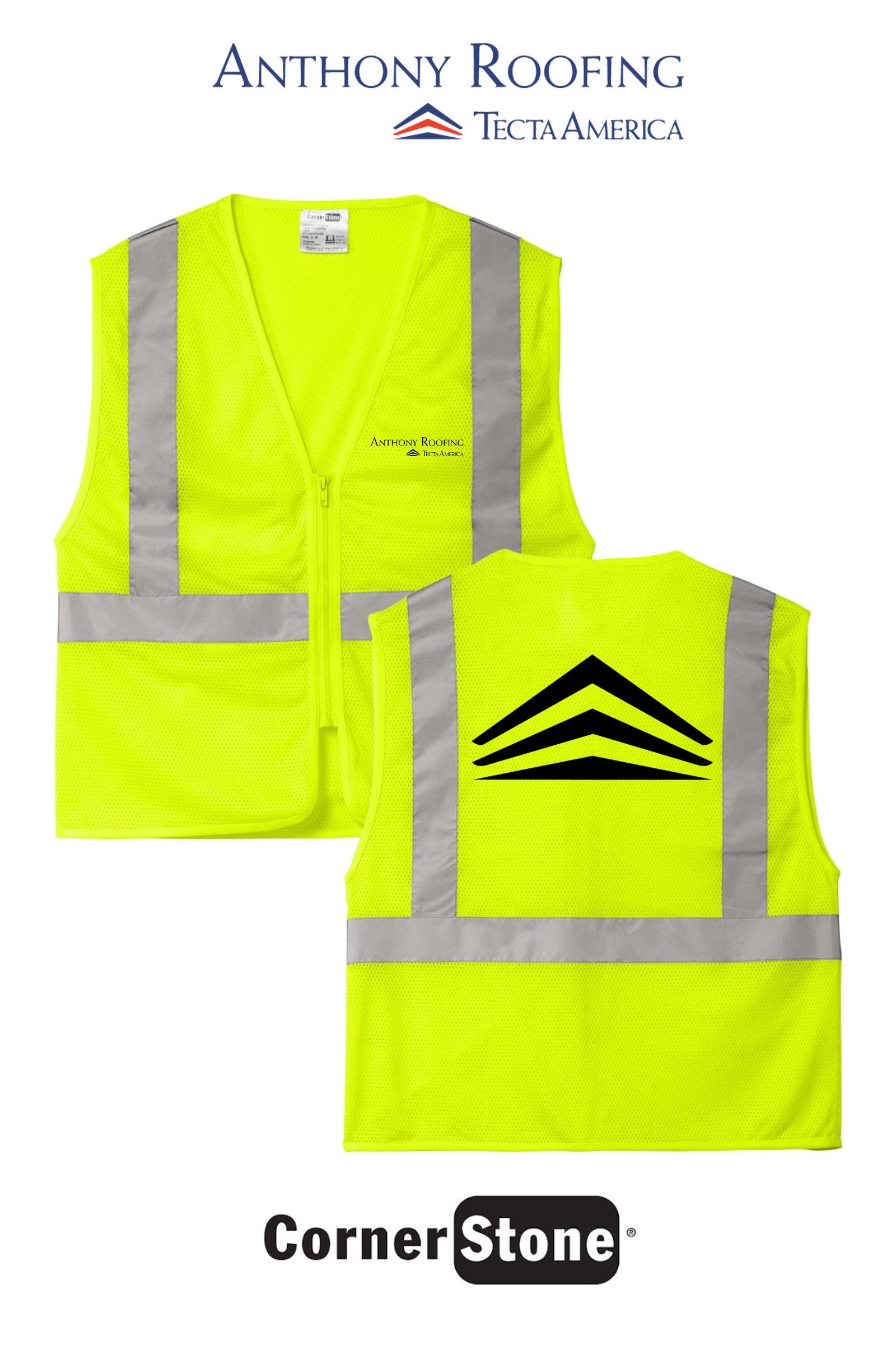 CornerStone® ANSI 107 Class 2 Economy Mesh Zippered Vest - Anthony Roofing